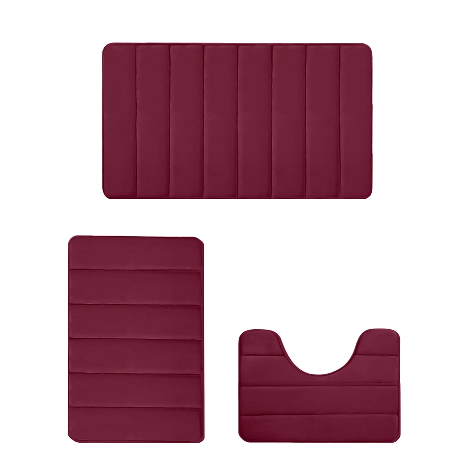 PALIFEUR Memory Foam Toilet Rug, Non-Slip Bathroom Rugs, Toilet Rugs U Shaped Washable, Commode Contour Rug, Soft Comfortable Super Water Absorption #3_Red - Image 2