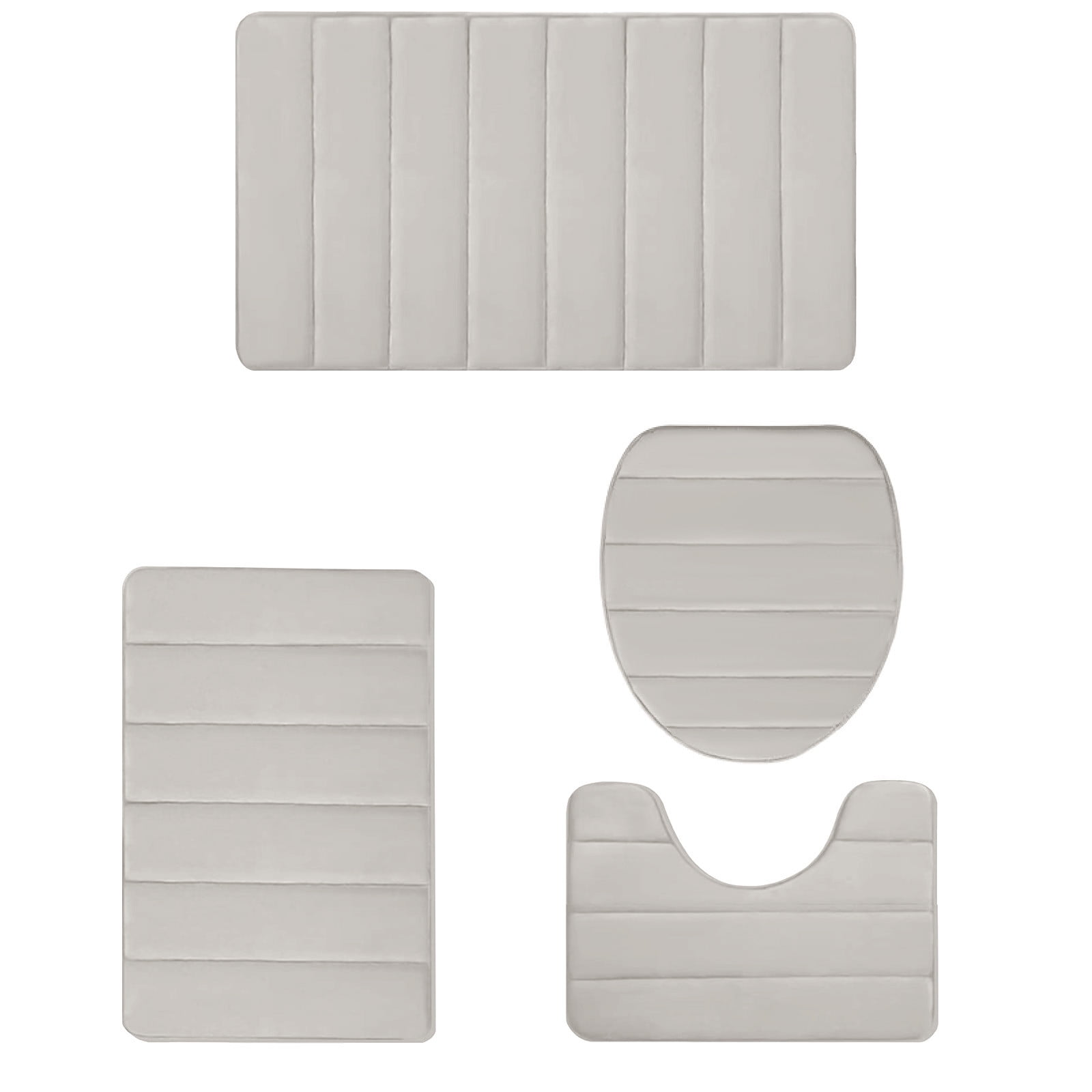 PALIFEUR Memory Foam Toilet Rug, Non-Slip Bathroom Rugs, Toilet Rugs U Shaped Washable, Commode Contour Rug, Soft Comfortable Super Water Absorption #4_Beige - Image 2