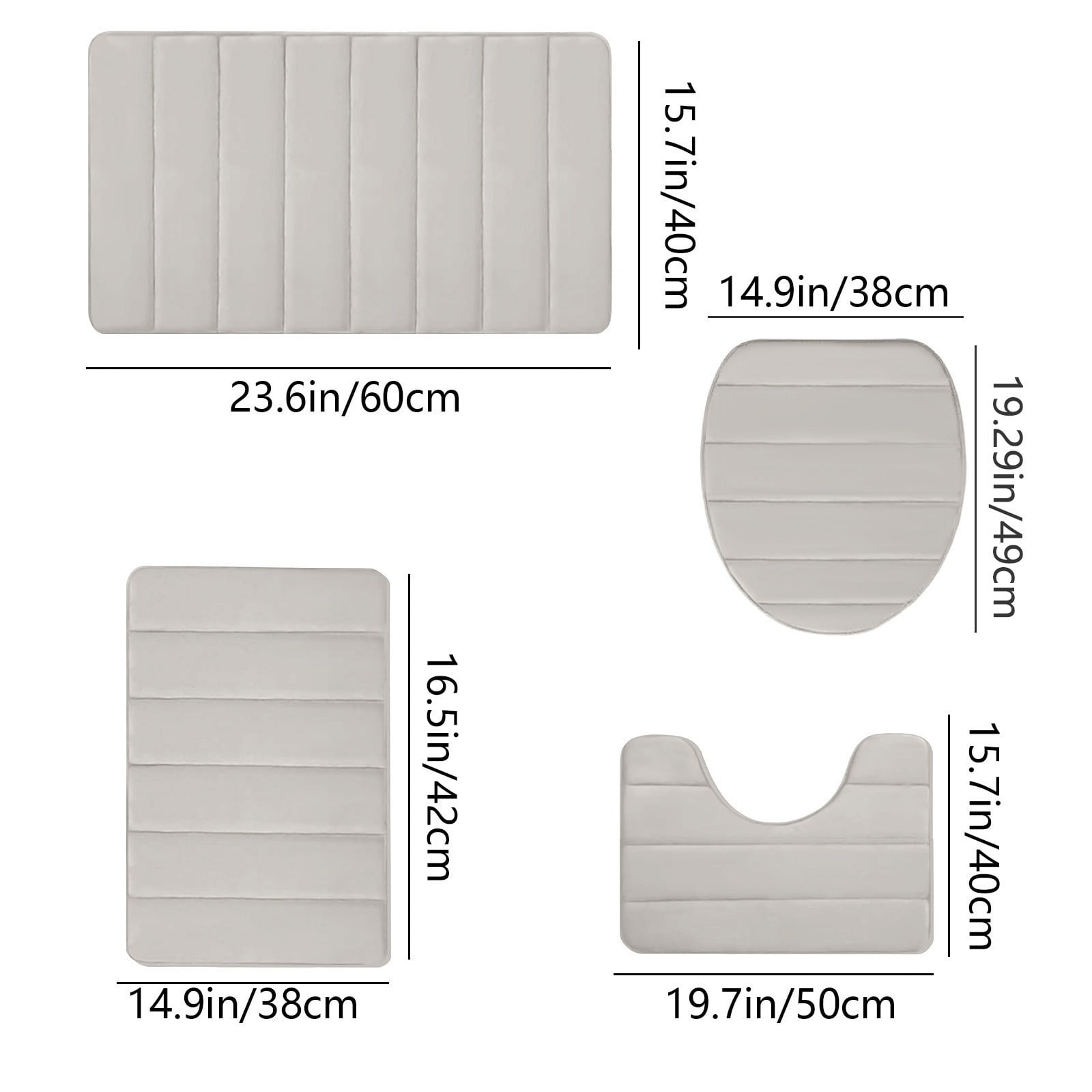 PALIFEUR Memory Foam Toilet Rug, Non-Slip Bathroom Rugs, Toilet Rugs U Shaped Washable, Commode Contour Rug, Soft Comfortable Super Water Absorption #4_Beige - Image 3