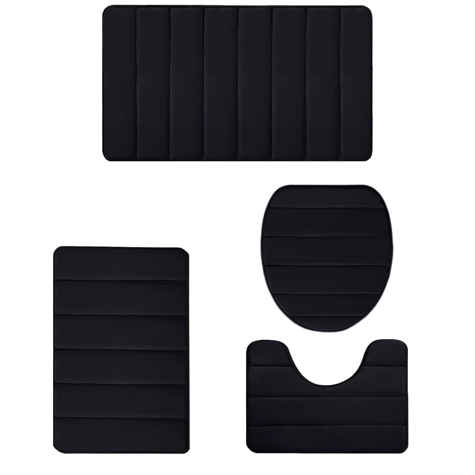 PALIFEUR Memory Foam Toilet Rug, Non-Slip Bathroom Rugs, Toilet Rugs U Shaped Washable, Commode Contour Rug, Soft Comfortable Super Water Absorption #4_Black - Image 2