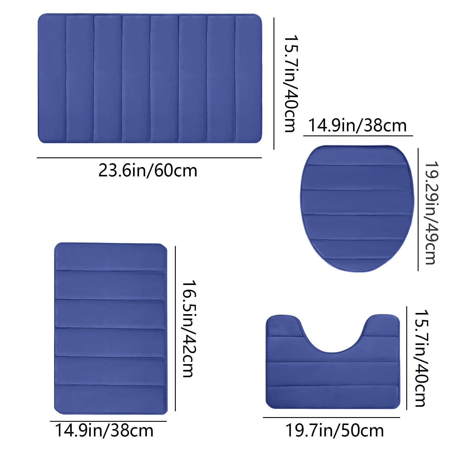 PALIFEUR Memory Foam Toilet Rug, Non-Slip Bathroom Rugs, Toilet Rugs U Shaped Washable, Commode Contour Rug, Soft Comfortable Super Water Absorption #4_Blue - Image 3