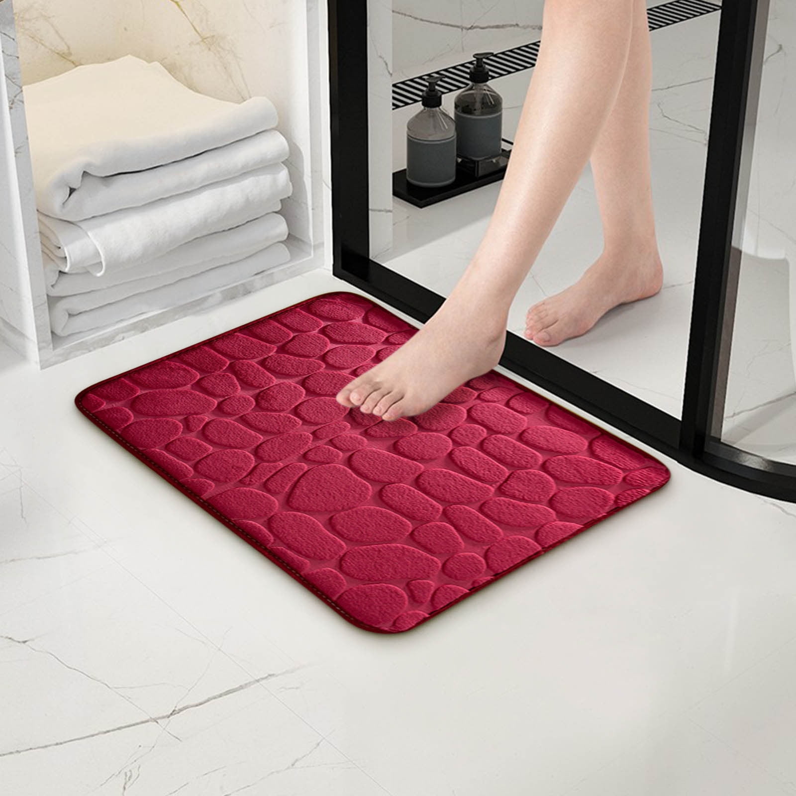 Dmlowu Bathroom Rugs - Ultra Absorbent Non-Slip Floor Bath Mat, Super Soft Shower Mat for Bath Tub, Machine Washable 16x24