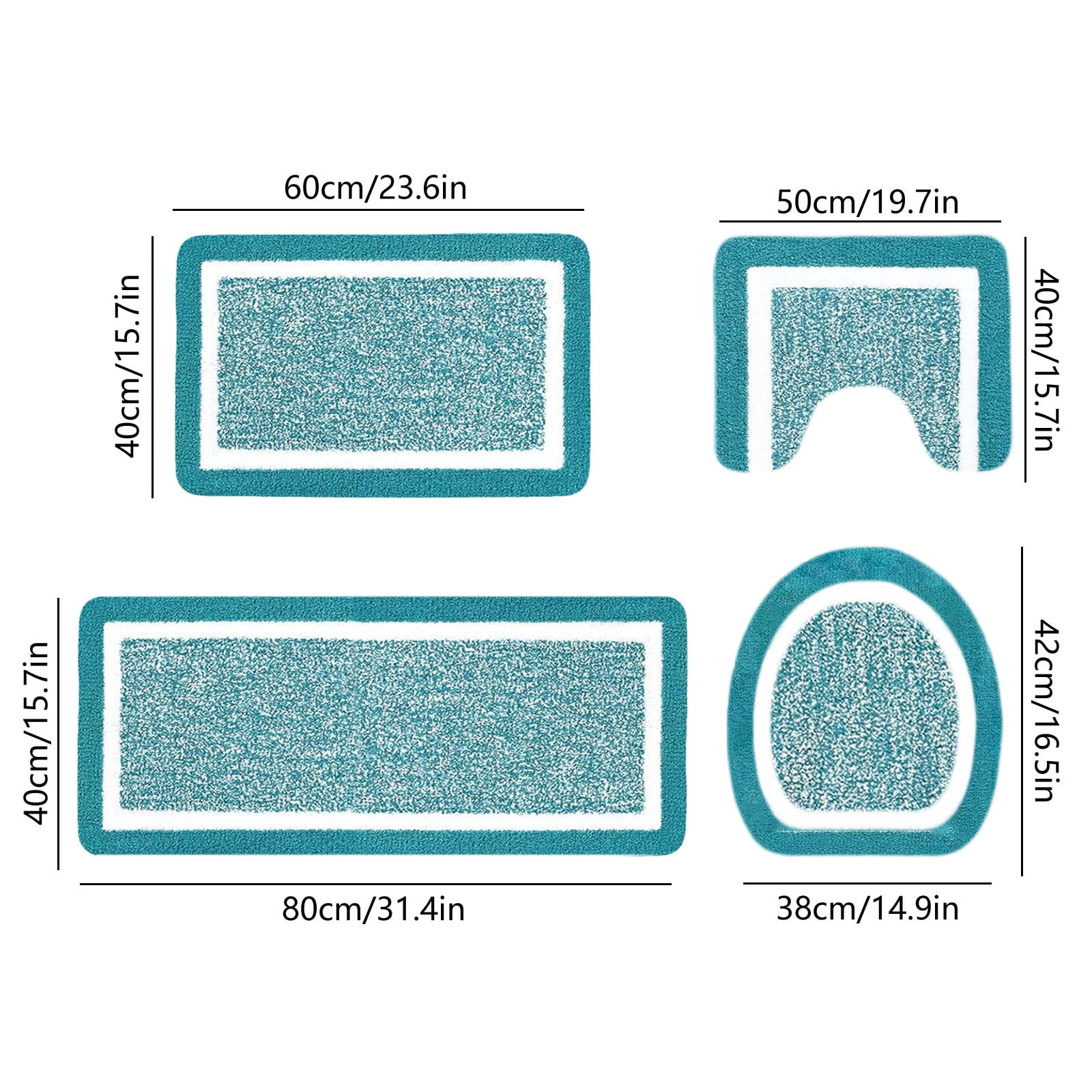 PALIFEUR Bathroom Rugs Sets, Non-Slip Bath Mat Set 4 Piece, Soft Comfortable Washable Bathroom Mat Set, Quicker Dry Bathroom Rug with Toilet Rug Blue - Image 3