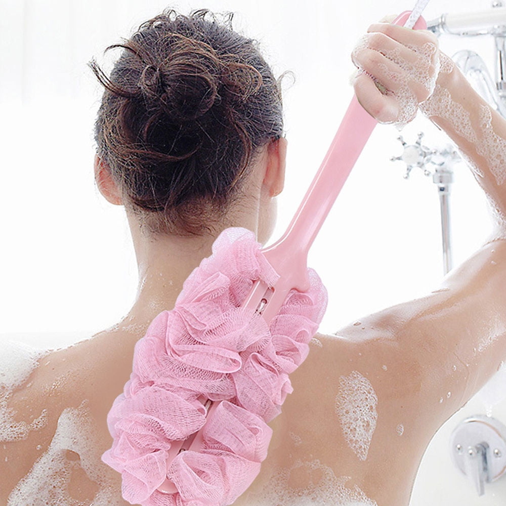 PALIFEUR Back Scrubber for Shower, Soft Loofah with Handle, Fluffyies Loofah on a Stick, Exfoliating Shower Sponge with Handle, Bath Brush, Shower Sponge Loofah Back Scrubber Pink - Image 1