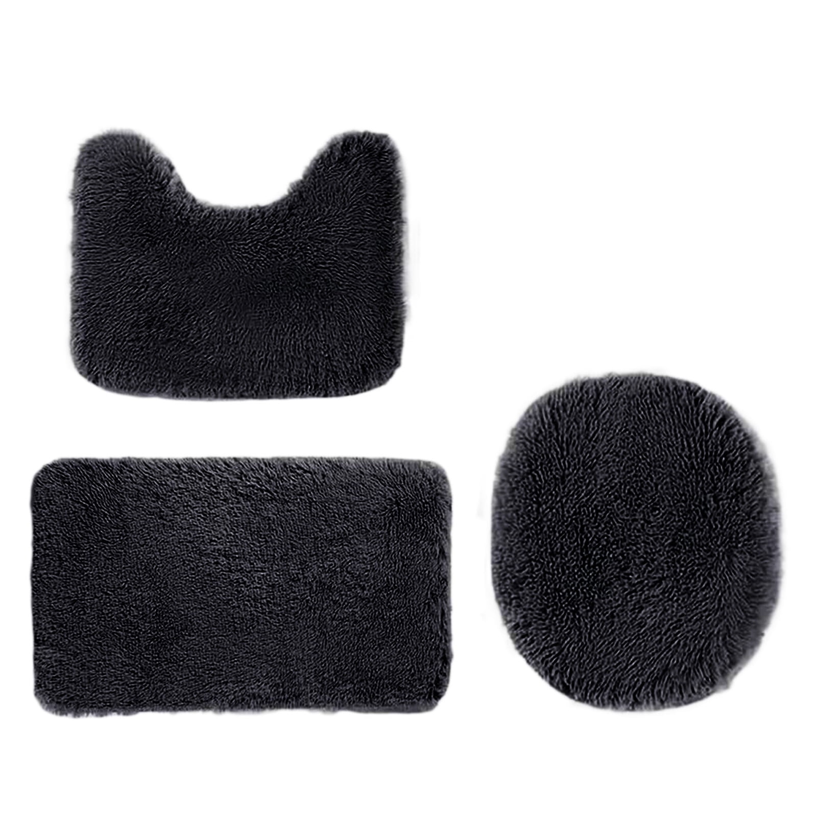 PALIFEUR Bathroom Rugs Sets, Non-Slip Bath Mat Set 3 Piece, Soft Comfortable Washable Bathroom Mat Set, Quicker Dry Bathroom Rug with Toilet Rug Black - Image 2