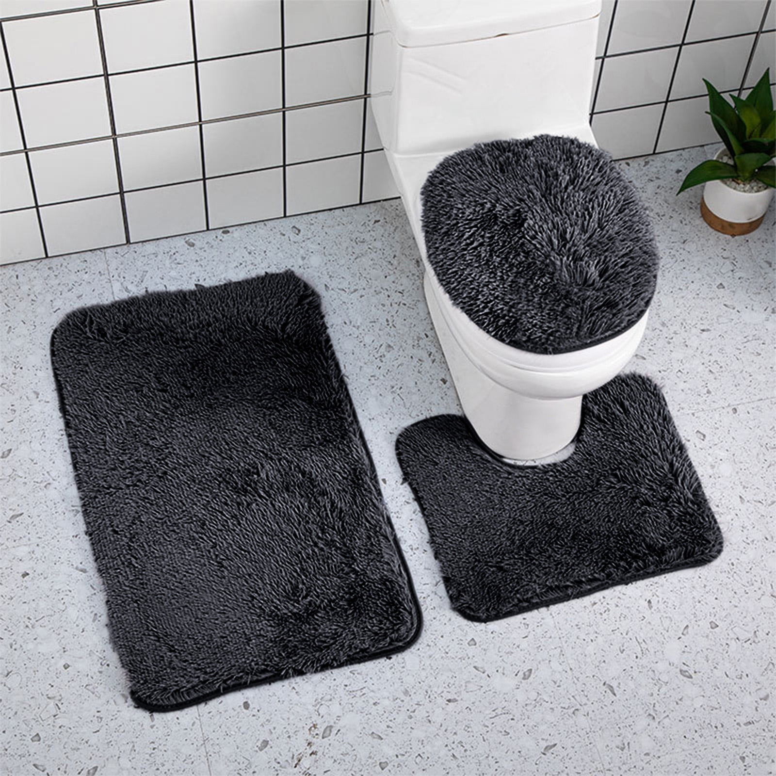 PALIFEUR Bathroom Rugs Sets, Non-Slip Bath Mat Set 3 Piece, Soft Comfortable Washable Bathroom Mat Set, Quicker Dry Bathroom Rug with Toilet Rug Black - Image 4