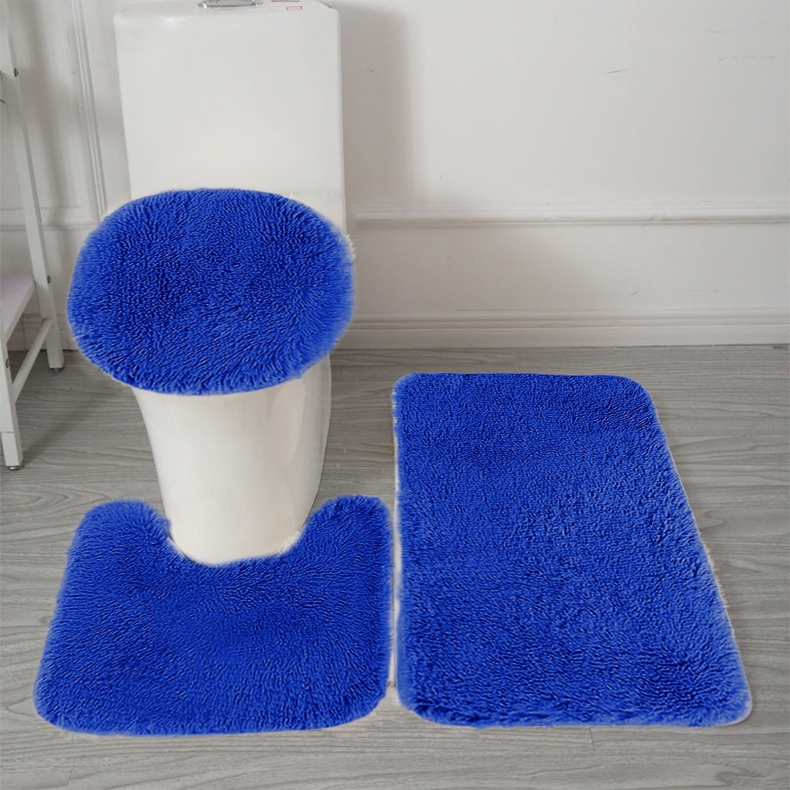 PALIFEUR Bathroom Rugs Sets, Non-Slip Bath Mat Set 3 Piece, Soft Comfortable Washable Bathroom Mat Set, Quicker Dry Bathroom Rug with Toilet Rug Blue - Image 1