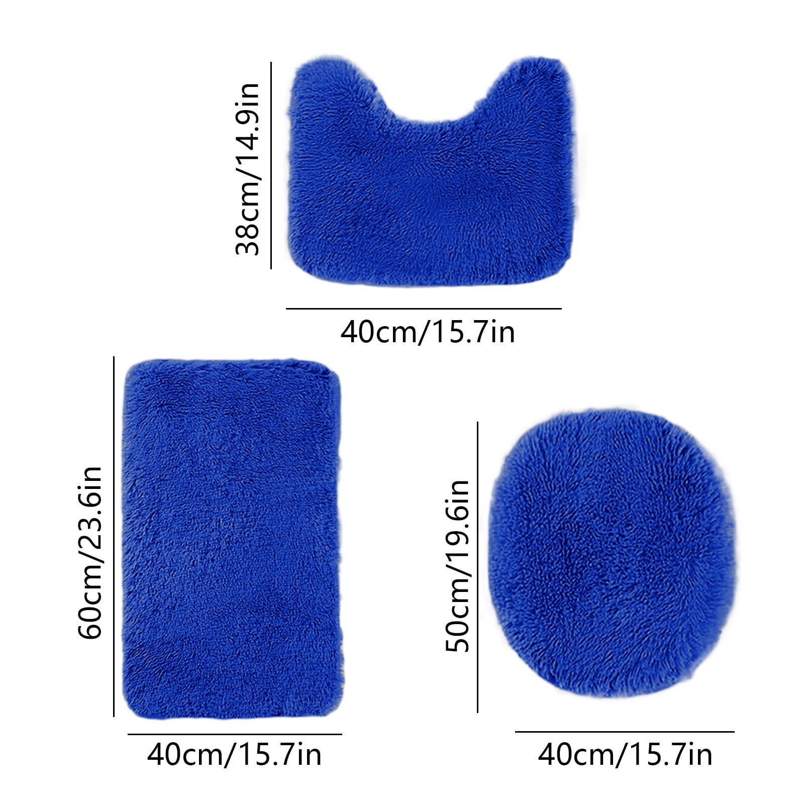 PALIFEUR Bathroom Rugs Sets, Non-Slip Bath Mat Set 3 Piece, Soft Comfortable Washable Bathroom Mat Set, Quicker Dry Bathroom Rug with Toilet Rug Blue - Image 3