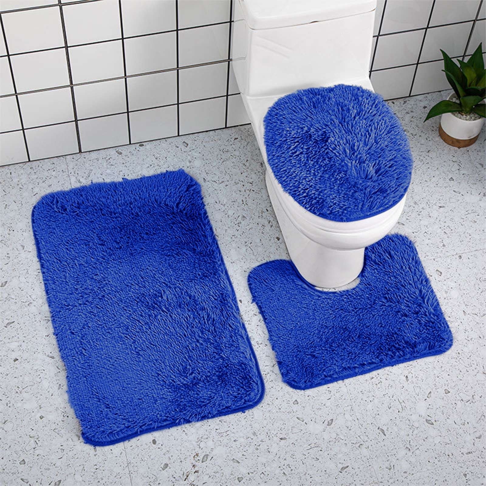 PALIFEUR Bathroom Rugs Sets, Non-Slip Bath Mat Set 3 Piece, Soft Comfortable Washable Bathroom Mat Set, Quicker Dry Bathroom Rug with Toilet Rug Blue - Image 4