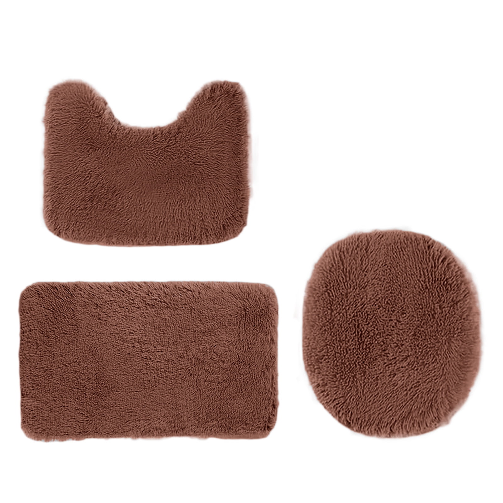 PALIFEUR Bathroom Rugs Sets, Non-Slip Bath Mat Set 3 Piece, Soft Comfortable Washable Bathroom Mat Set, Quicker Dry Bathroom Rug with Toilet Rug Brown - Image 2