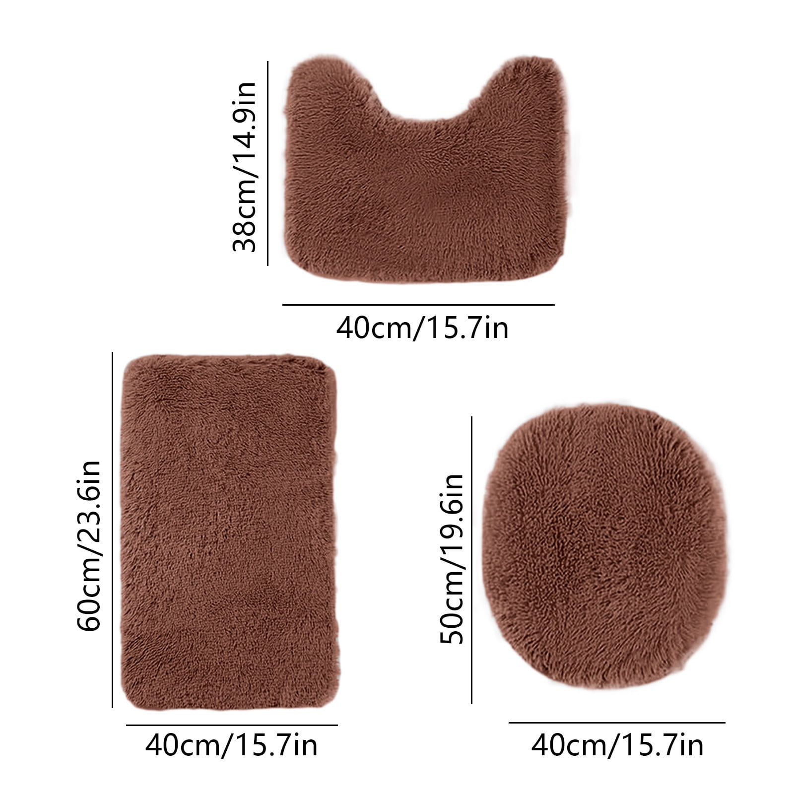 PALIFEUR Bathroom Rugs Sets, Non-Slip Bath Mat Set 3 Piece, Soft Comfortable Washable Bathroom Mat Set, Quicker Dry Bathroom Rug with Toilet Rug Brown - Image 3