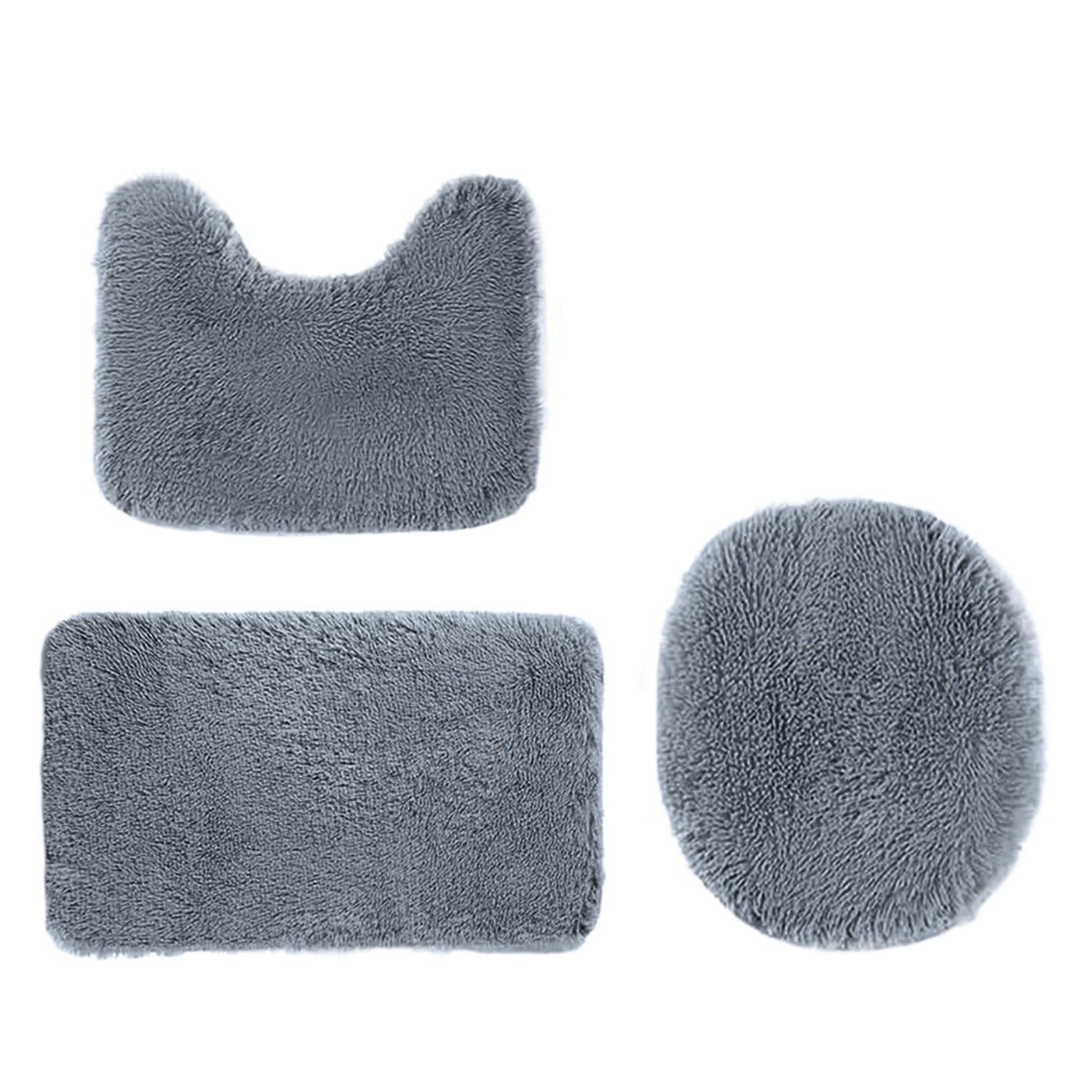 PALIFEUR Bathroom Rugs Sets, Non-Slip Bath Mat Set 3 Piece, Soft Comfortable Washable Bathroom Mat Set, Quicker Dry Bathroom Rug with Toilet Rug Dark Gray - Image 2