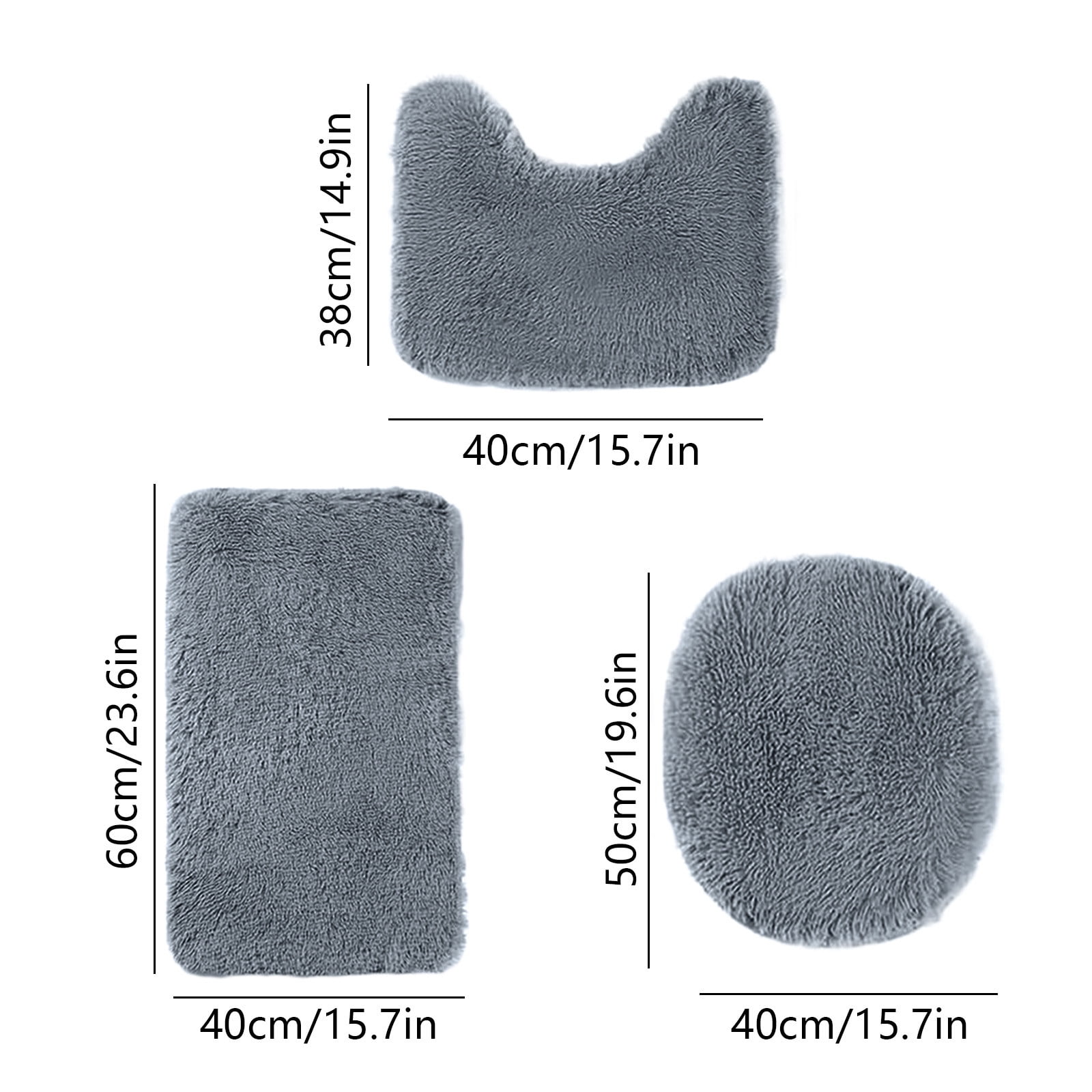 PALIFEUR Bathroom Rugs Sets, Non-Slip Bath Mat Set 3 Piece, Soft Comfortable Washable Bathroom Mat Set, Quicker Dry Bathroom Rug with Toilet Rug Dark Gray - Image 3