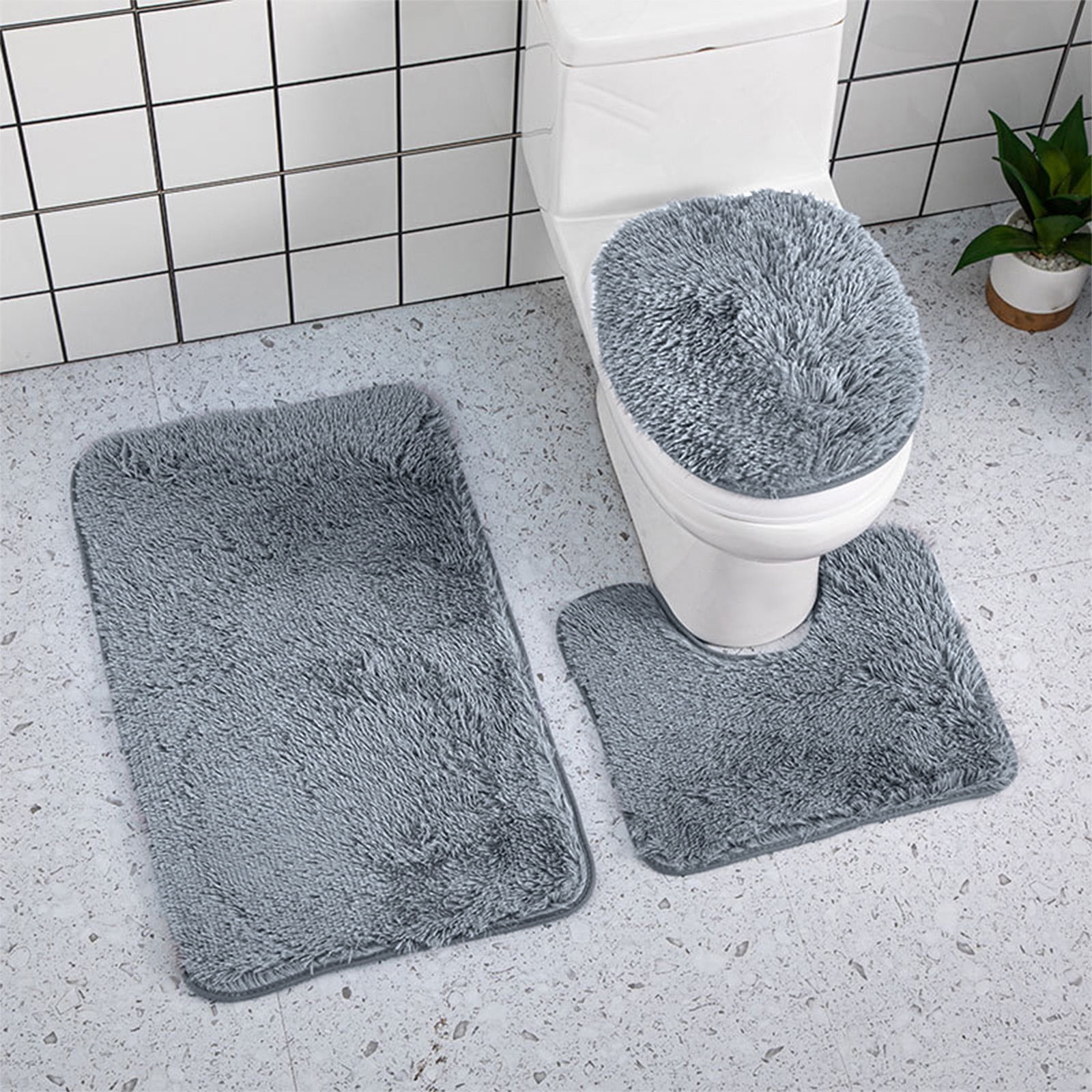 PALIFEUR Bathroom Rugs Sets, Non-Slip Bath Mat Set 3 Piece, Soft Comfortable Washable Bathroom Mat Set, Quicker Dry Bathroom Rug with Toilet Rug Dark Gray - Image 4