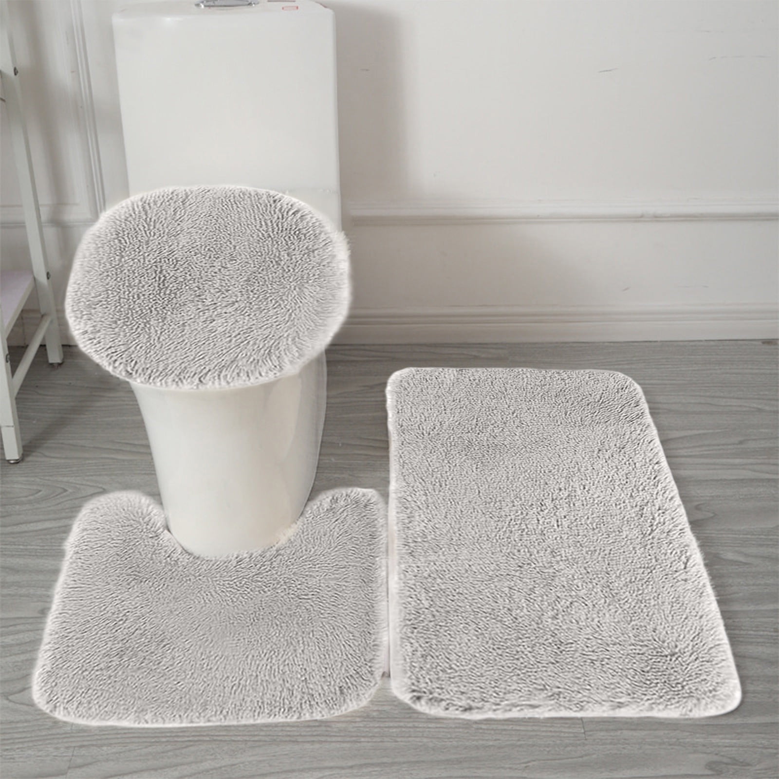 PALIFEUR Bathroom Rugs Sets, Non-Slip Bath Mat Set 3 Piece, Soft Comfortable Washable Bathroom Mat Set, Quicker Dry Bathroom Rug with Toilet Rug Gray - Image 1