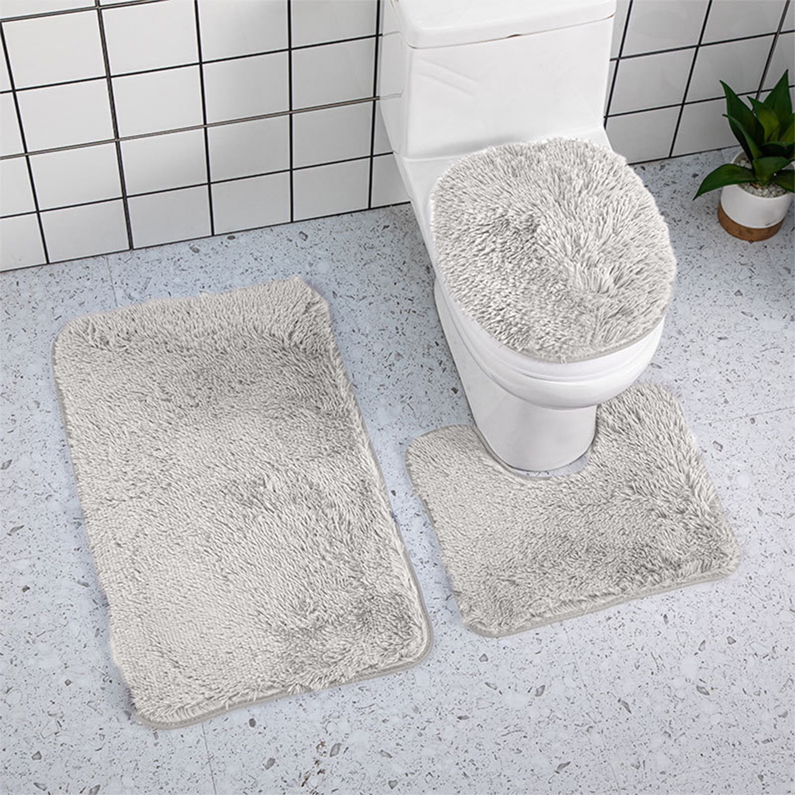 PALIFEUR Bathroom Rugs Sets, Non-Slip Bath Mat Set 3 Piece, Soft Comfortable Washable Bathroom Mat Set, Quicker Dry Bathroom Rug with Toilet Rug Gray - Image 4