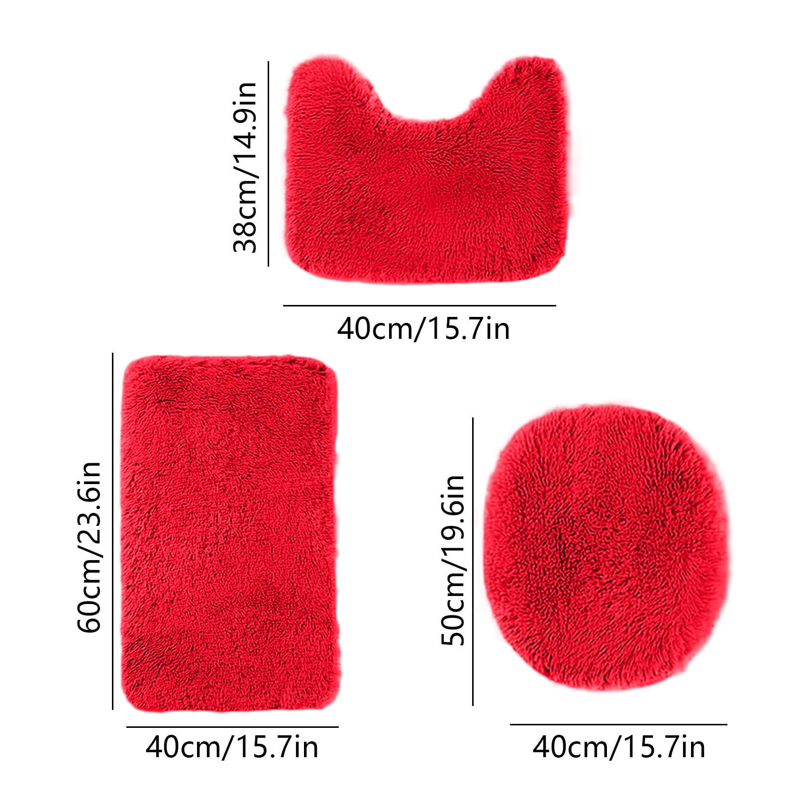 PALIFEUR Bathroom Rugs Sets, Non-Slip Bath Mat Set 3 Piece, Soft Comfortable Washable Bathroom Mat Set, Quicker Dry Bathroom Rug with Toilet Rug Red - Image 3