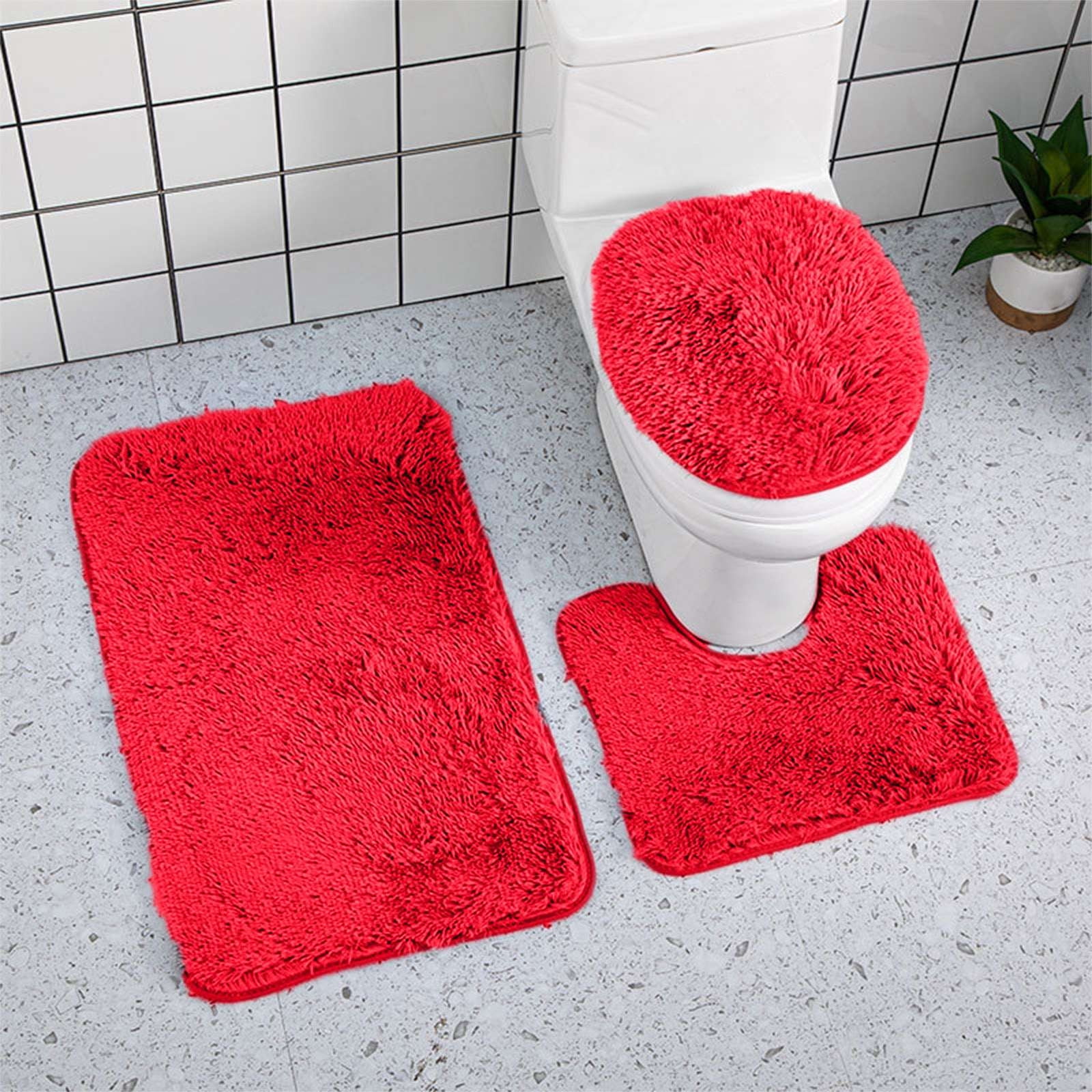 PALIFEUR Bathroom Rugs Sets, Non-Slip Bath Mat Set 3 Piece, Soft Comfortable Washable Bathroom Mat Set, Quicker Dry Bathroom Rug with Toilet Rug Red - Image 4