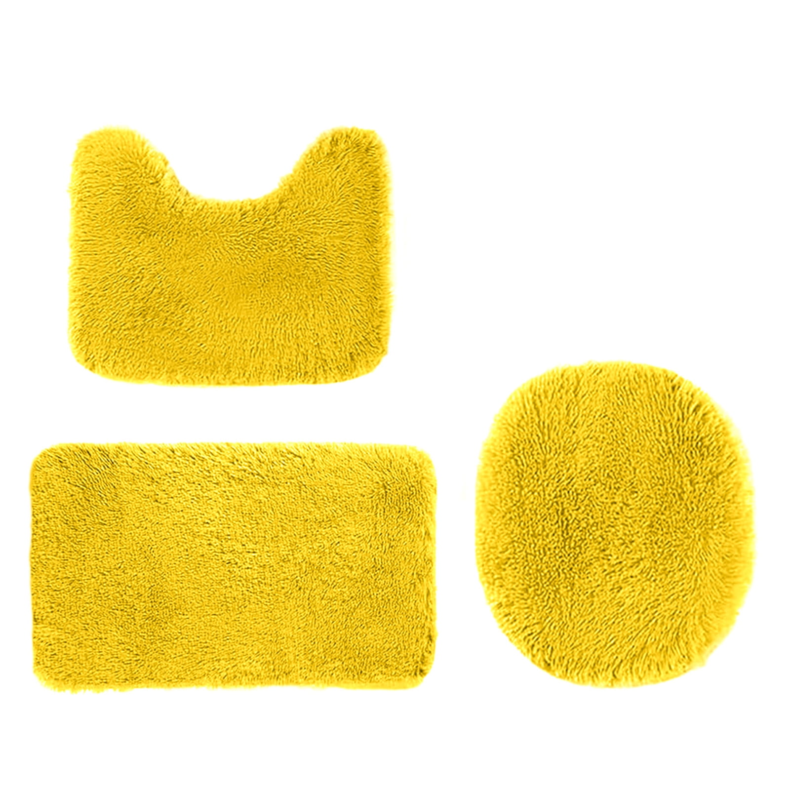 PALIFEUR Bathroom Rugs Sets, Non-Slip Bath Mat Set 3 Piece, Soft Comfortable Washable Bathroom Mat Set, Quicker Dry Bathroom Rug with Toilet Rug Yellow - Image 2
