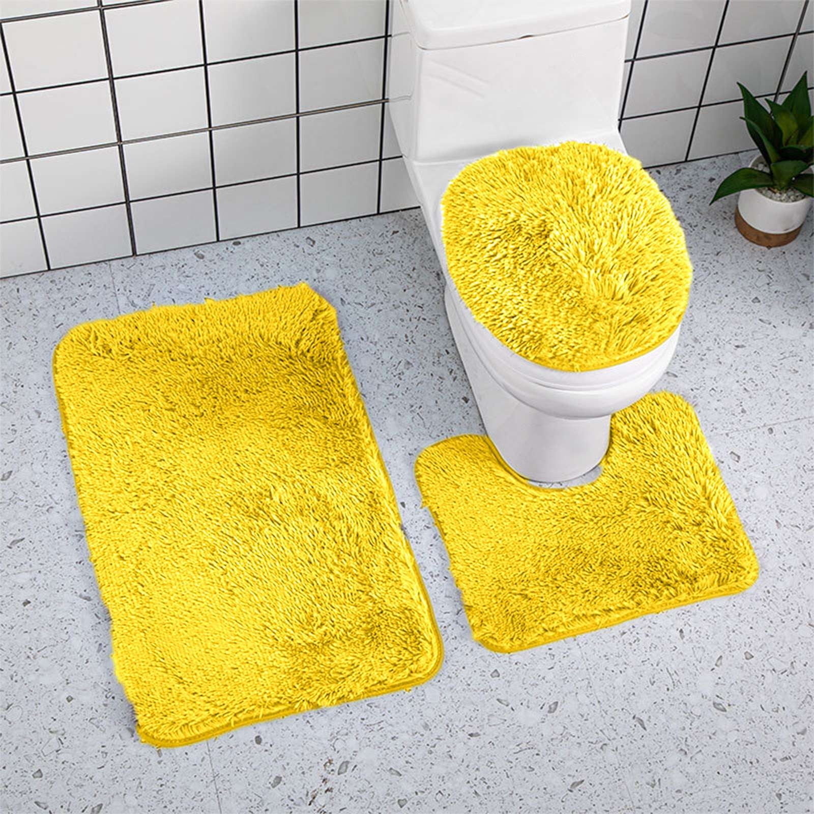 PALIFEUR Bathroom Rugs Sets, Non-Slip Bath Mat Set 3 Piece, Soft Comfortable Washable Bathroom Mat Set, Quicker Dry Bathroom Rug with Toilet Rug Yellow - Image 4