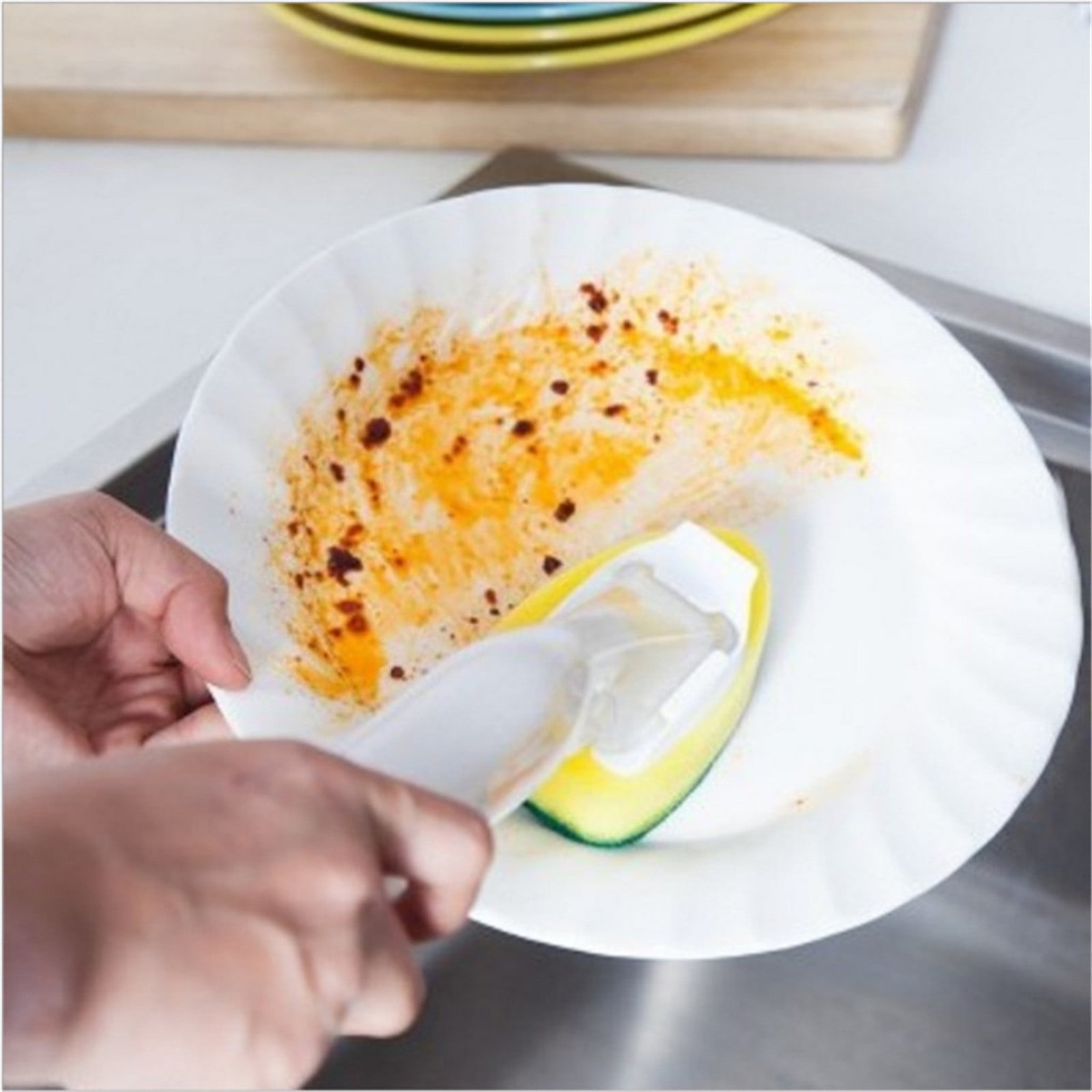 PALIFEUR Non-Scratch Dish wand, Scrubber for Cleaning Kitchen, Bathroom, Household, Dish Scrubber Safe for Non-Stick Cookware, DishWand, Sponge Wand, Dish Sponge with Handle white - Image 2