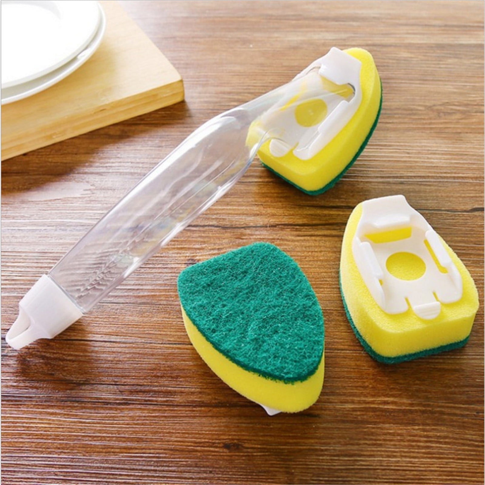 PALIFEUR Non-Scratch Dish wand, Scrubber for Cleaning Kitchen, Bathroom, Household, Dish Scrubber Safe for Non-Stick Cookware, DishWand, Sponge Wand, Dish Sponge with Handle white - Image 5