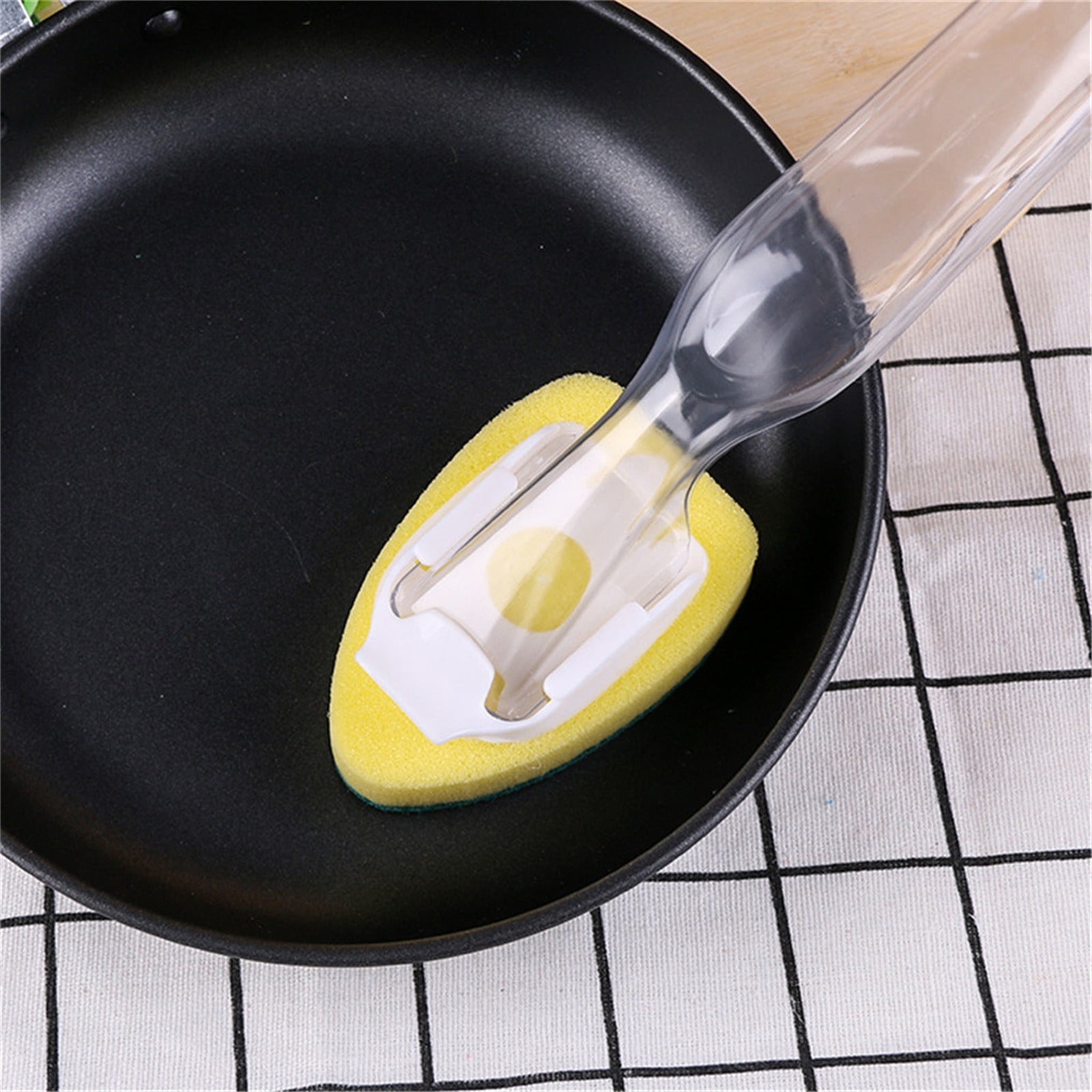 PALIFEUR Non-Scratch Dish wand, Scrubber for Cleaning Kitchen, Bathroom, Household, Dish Scrubber Safe for Non-Stick Cookware, DishWand, Sponge Wand, Dish Sponge with Handle white - Image 8