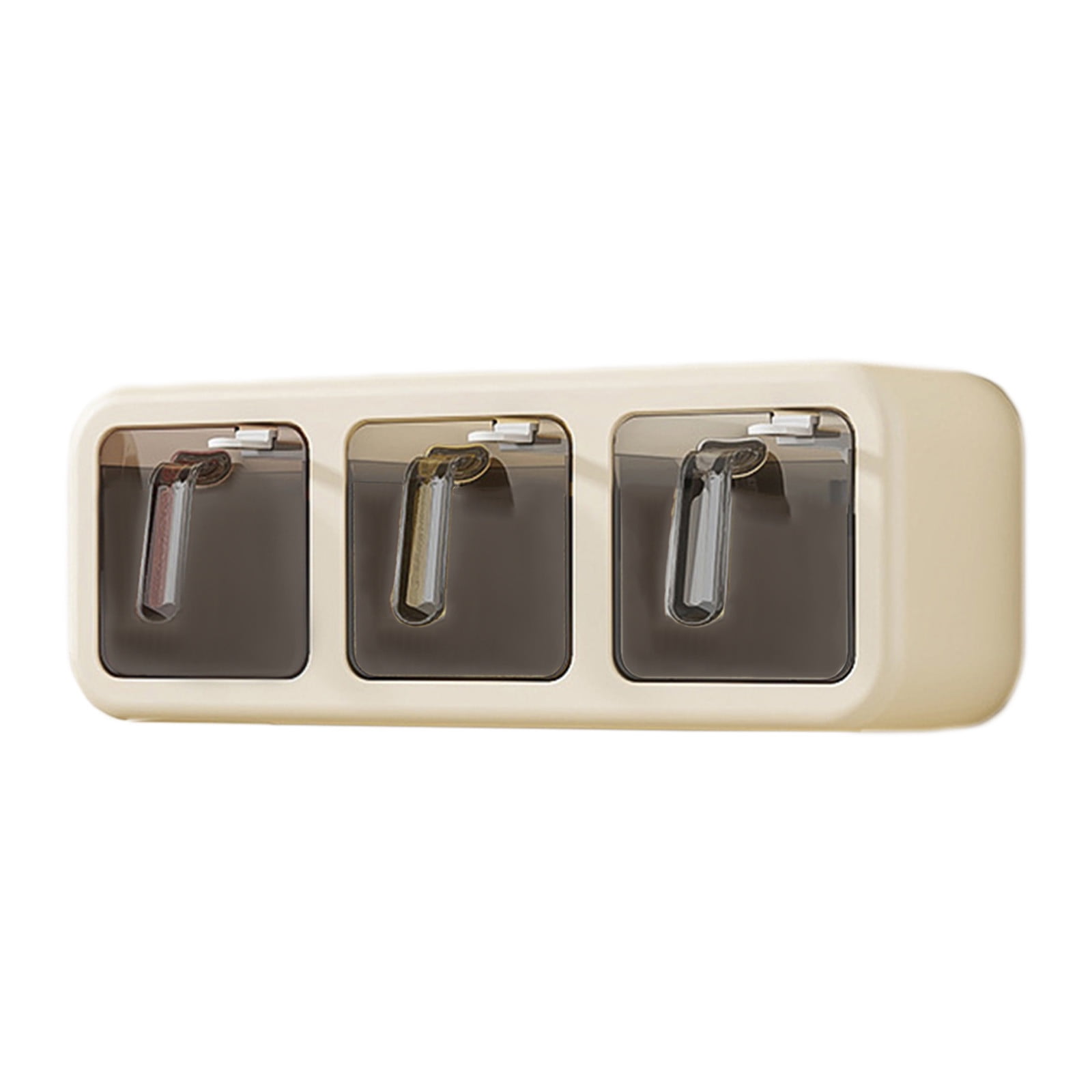 PALIFEUR Spice Jars Set, 3 Grids Spice Rack Seasoning Containers Set, Condiment Jars with Spice Drawer Organizer for Kitchen Khaki - Image 3