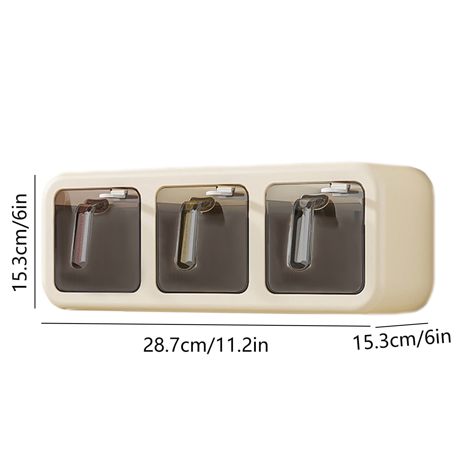 PALIFEUR Spice Jars Set, 3 Grids Spice Rack Seasoning Containers Set, Condiment Jars with Spice Drawer Organizer for Kitchen Khaki - Image 4