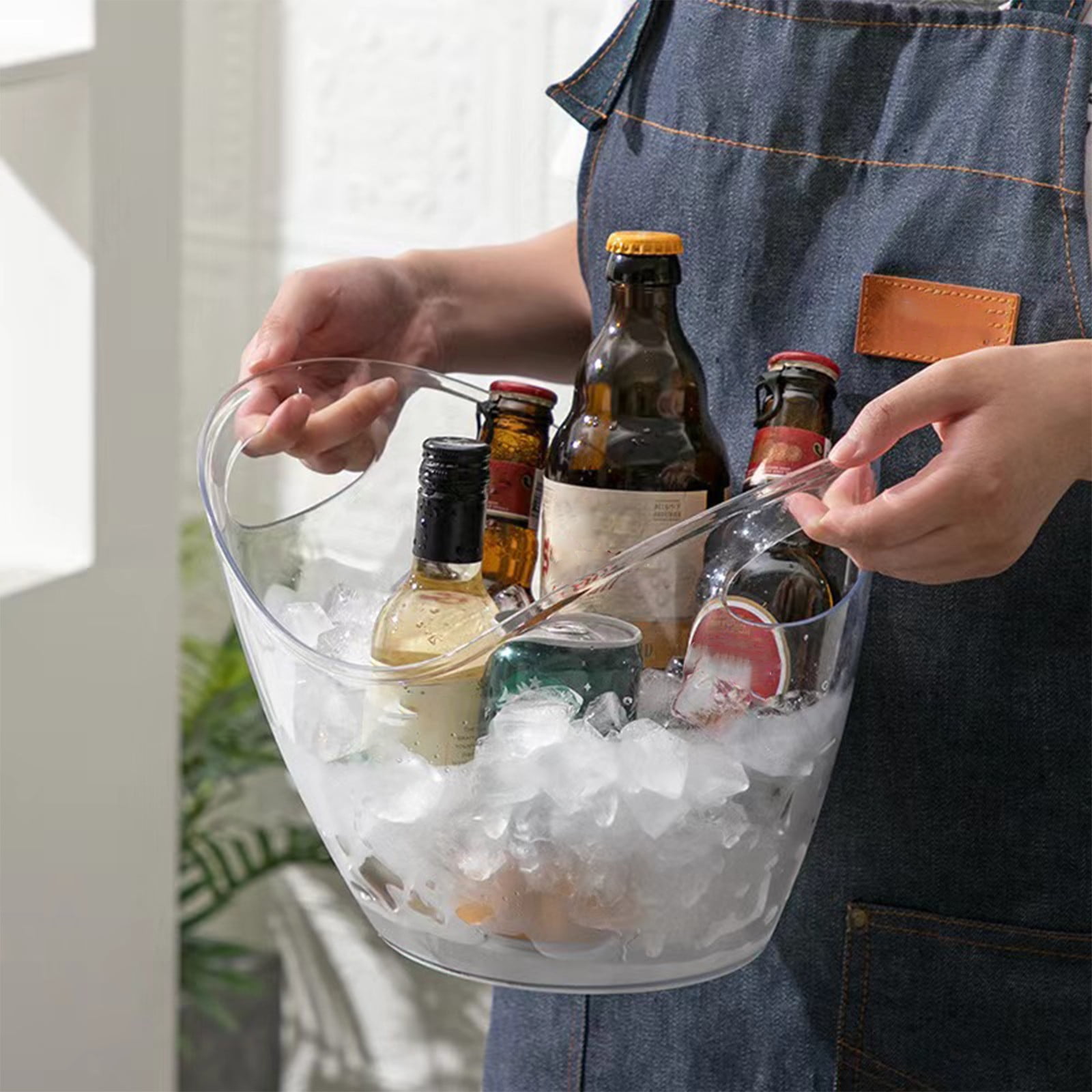 PALIFEUR Plastic Ice Bucket for Parties, Bar, Home, Kitchen, Outdoor Etc, Champagne Bucket for Beer Wine , Fruit Clear - Image 1