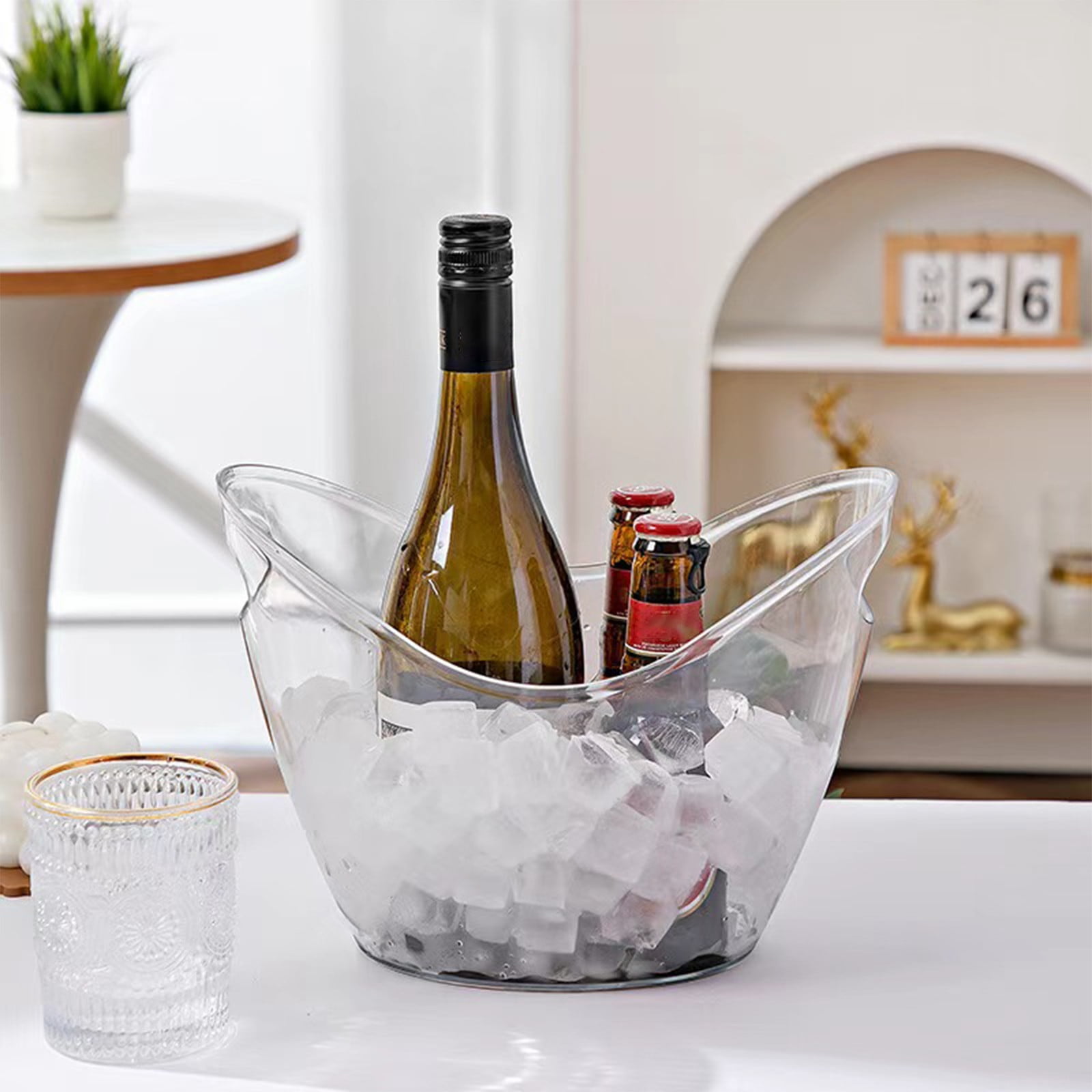 PALIFEUR Plastic Ice Bucket for Parties, Bar, Home, Kitchen, Outdoor Etc, Champagne Bucket for Beer Wine , Fruit Clear - Image 6
