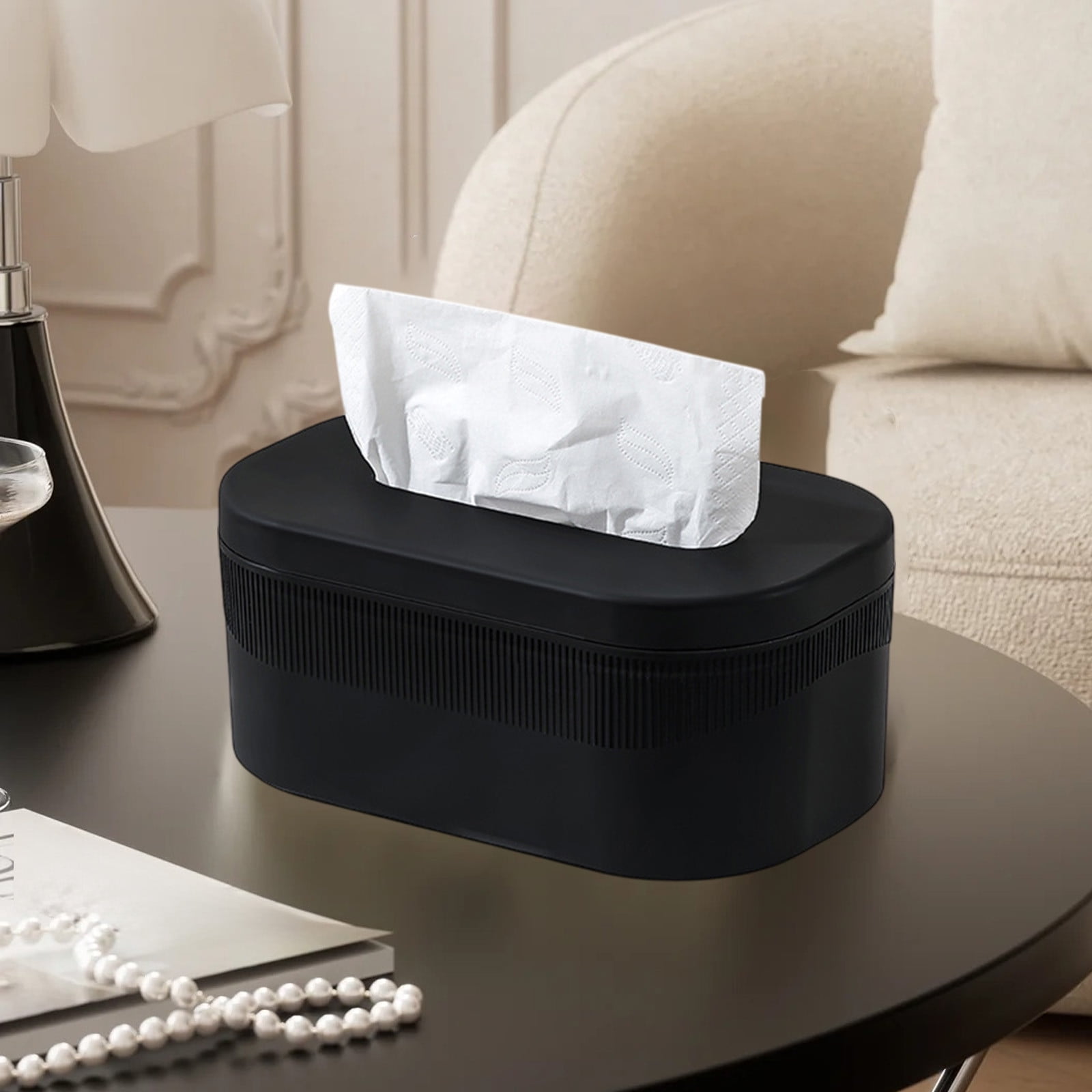 PALIFEUR Tissue Box Cover Rectangle, Extremely Austere Napkin Facial Tissue Holder, Convenience Kleenex Box Covers for Bathroom Toilet Bedroom Living Room Table Desk Office #1_Black - Image 5