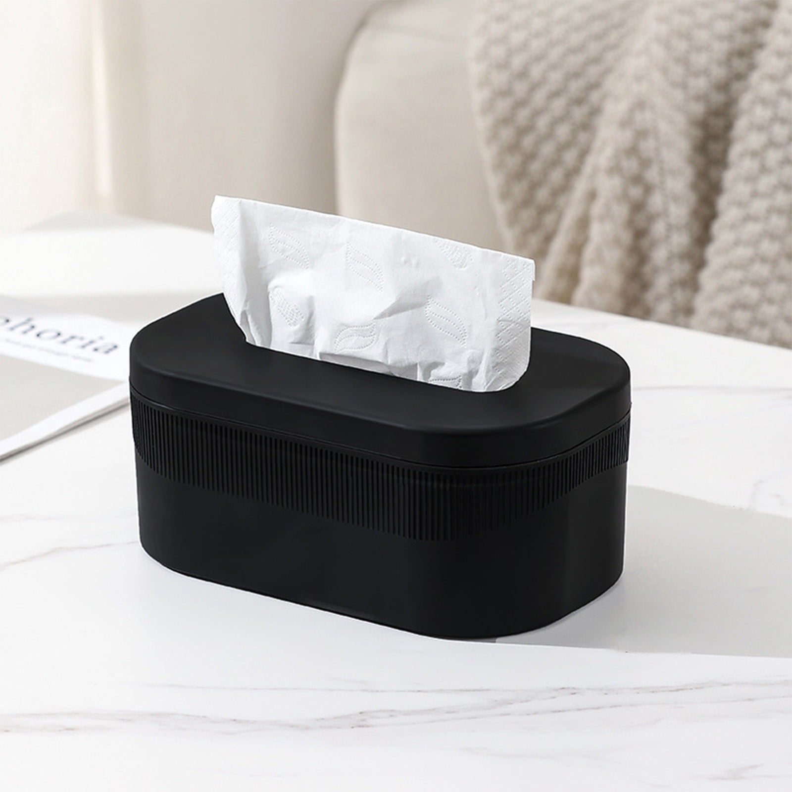 PALIFEUR Tissue Box Cover Rectangle, Extremely Austere Napkin Facial Tissue Holder, Convenience Kleenex Box Covers for Bathroom Toilet Bedroom Living Room Table Desk Office #1_Black - Image 6