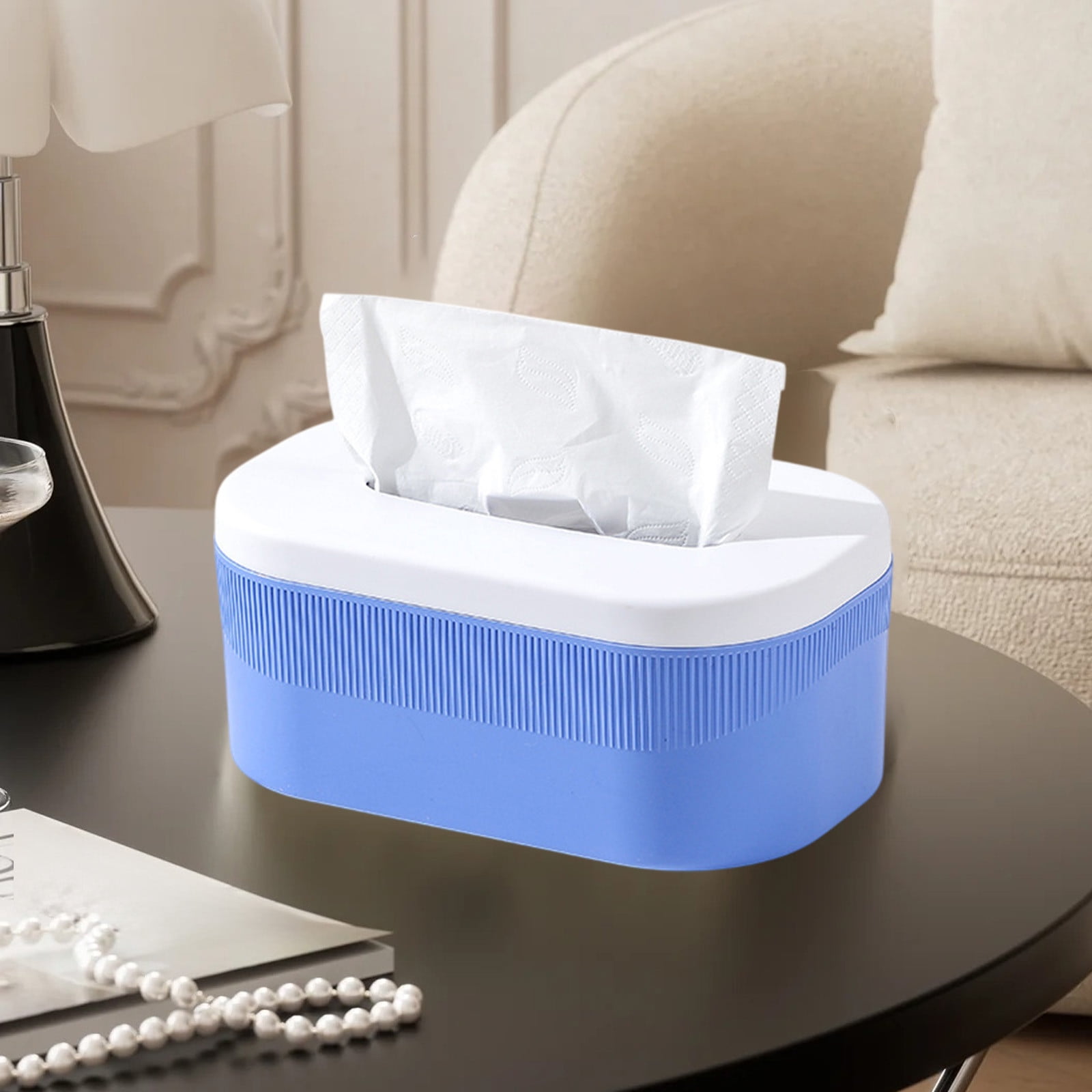 PALIFEUR Tissue Box Cover Rectangle, Extremely Austere Napkin Facial Tissue Holder, Convenience Kleenex Box Covers for Bathroom Toilet Bedroom Living Room Table Desk Office #1_Blue - Image 2