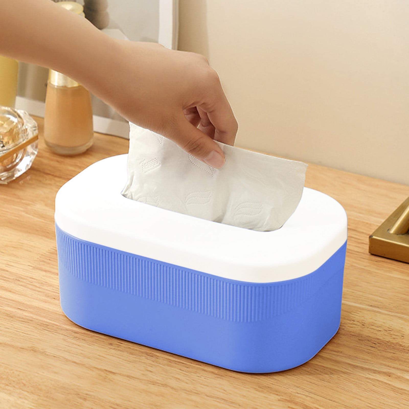 PALIFEUR Tissue Box Cover Rectangle, Extremely Austere Napkin Facial Tissue Holder, Convenience Kleenex Box Covers for Bathroom Toilet Bedroom Living Room Table Desk Office #1_Blue - Image 5