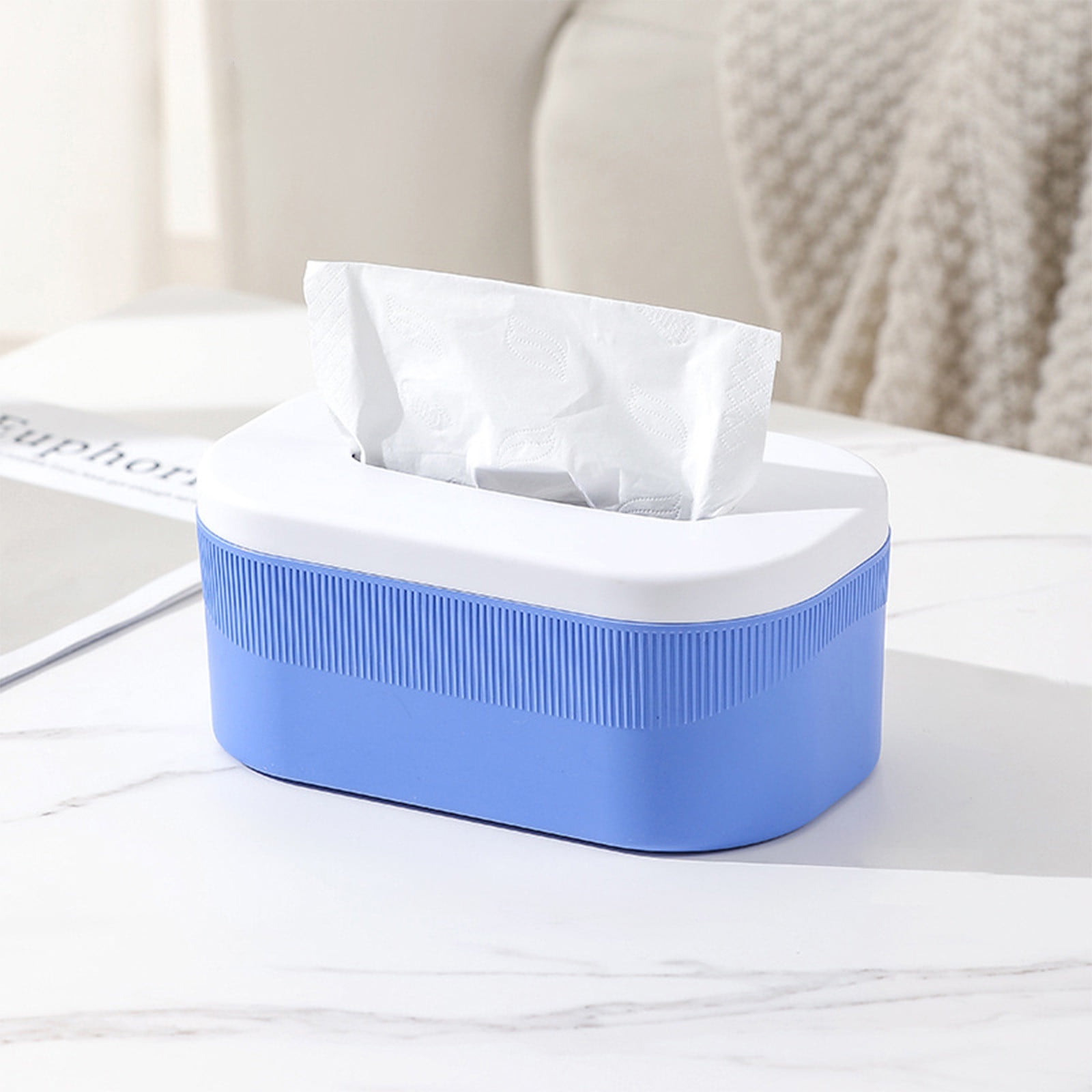 PALIFEUR Tissue Box Cover Rectangle, Extremely Austere Napkin Facial Tissue Holder, Convenience Kleenex Box Covers for Bathroom Toilet Bedroom Living Room Table Desk Office #1_Blue - Image 6