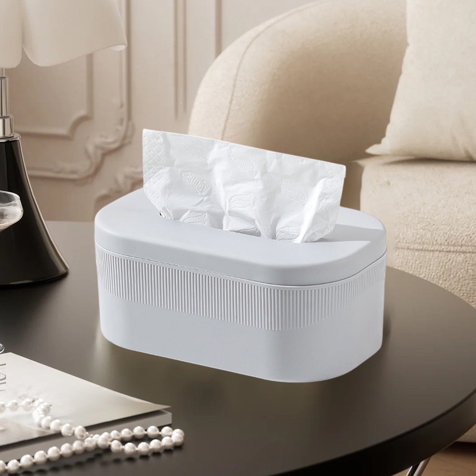 PALIFEUR Tissue Box Cover Rectangle, Extremely Austere Napkin Facial Tissue Holder, Convenience Kleenex Box Covers for Bathroom Toilet Bedroom Living Room Table Desk Office #1_Gray - Image 2