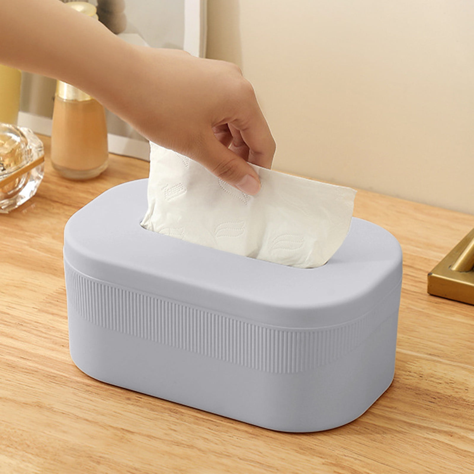PALIFEUR Tissue Box Cover Rectangle, Extremely Austere Napkin Facial Tissue Holder, Convenience Kleenex Box Covers for Bathroom Toilet Bedroom Living Room Table Desk Office #1_Gray - Image 5
