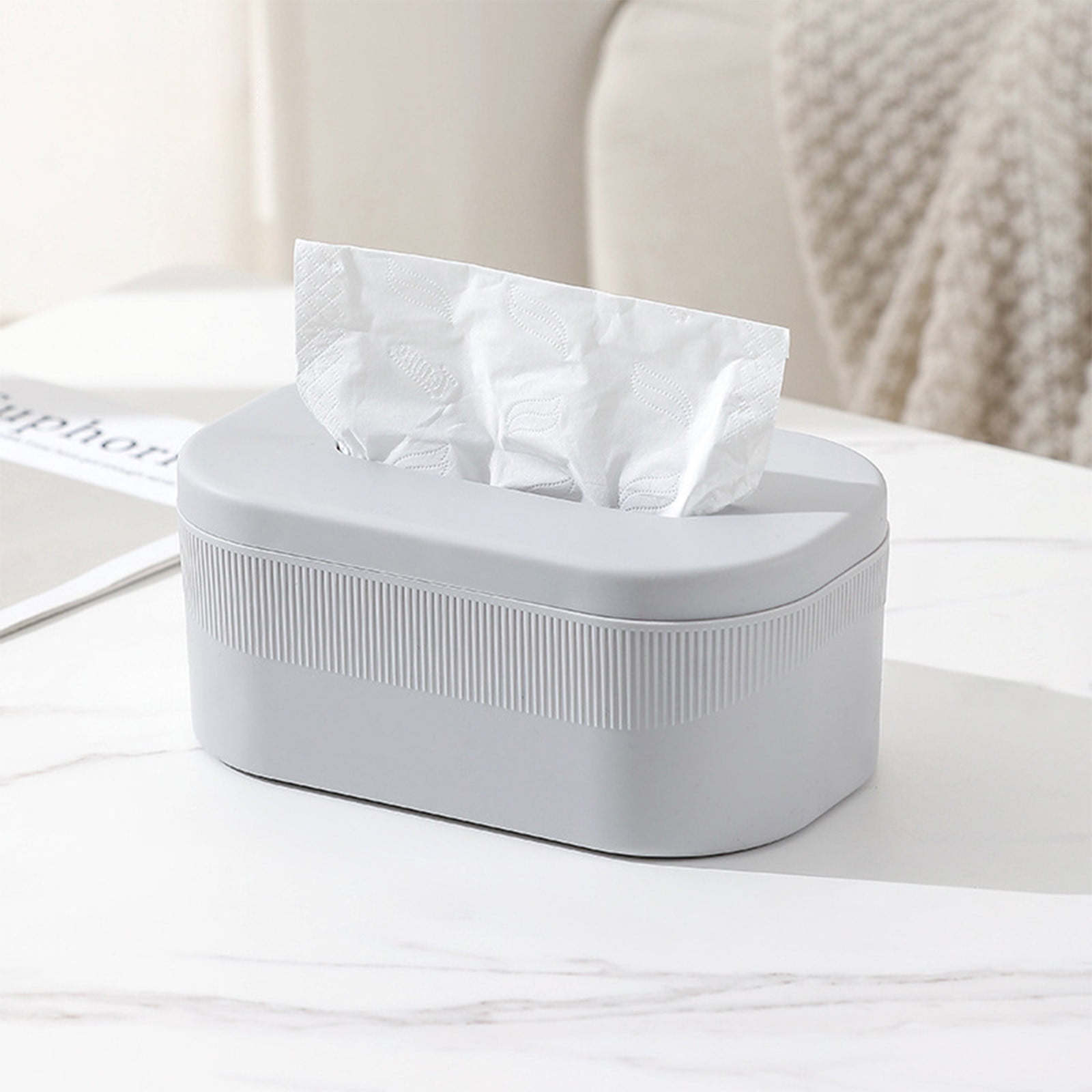 PALIFEUR Tissue Box Cover Rectangle, Extremely Austere Napkin Facial Tissue Holder, Convenience Kleenex Box Covers for Bathroom Toilet Bedroom Living Room Table Desk Office #1_Gray - Image 6