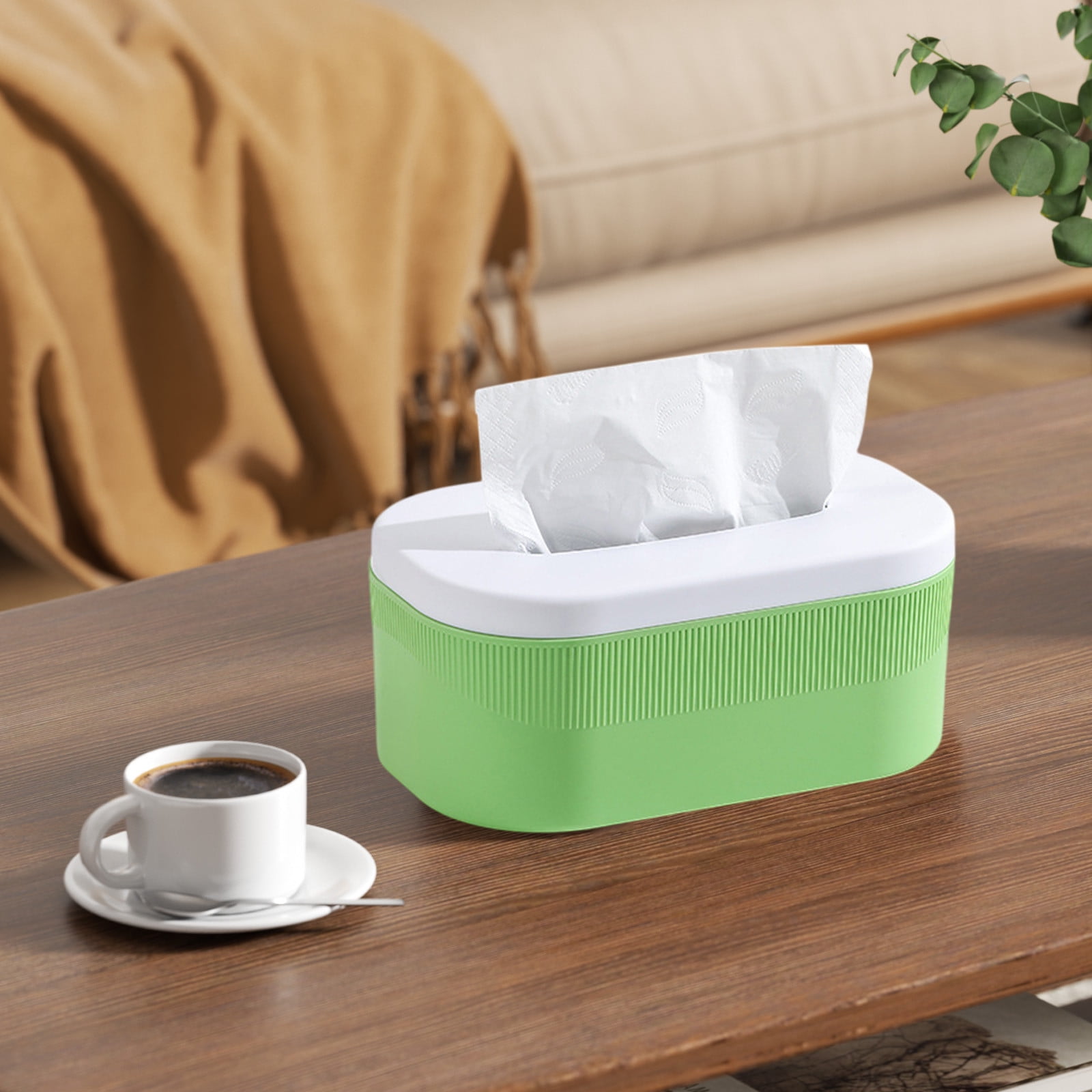 PALIFEUR Tissue Box Cover Rectangle, Extremely Austere Napkin Facial Tissue Holder, Convenience Kleenex Box Covers for Bathroom Toilet Bedroom Living Room Table Desk Office #1_Green - Image 2