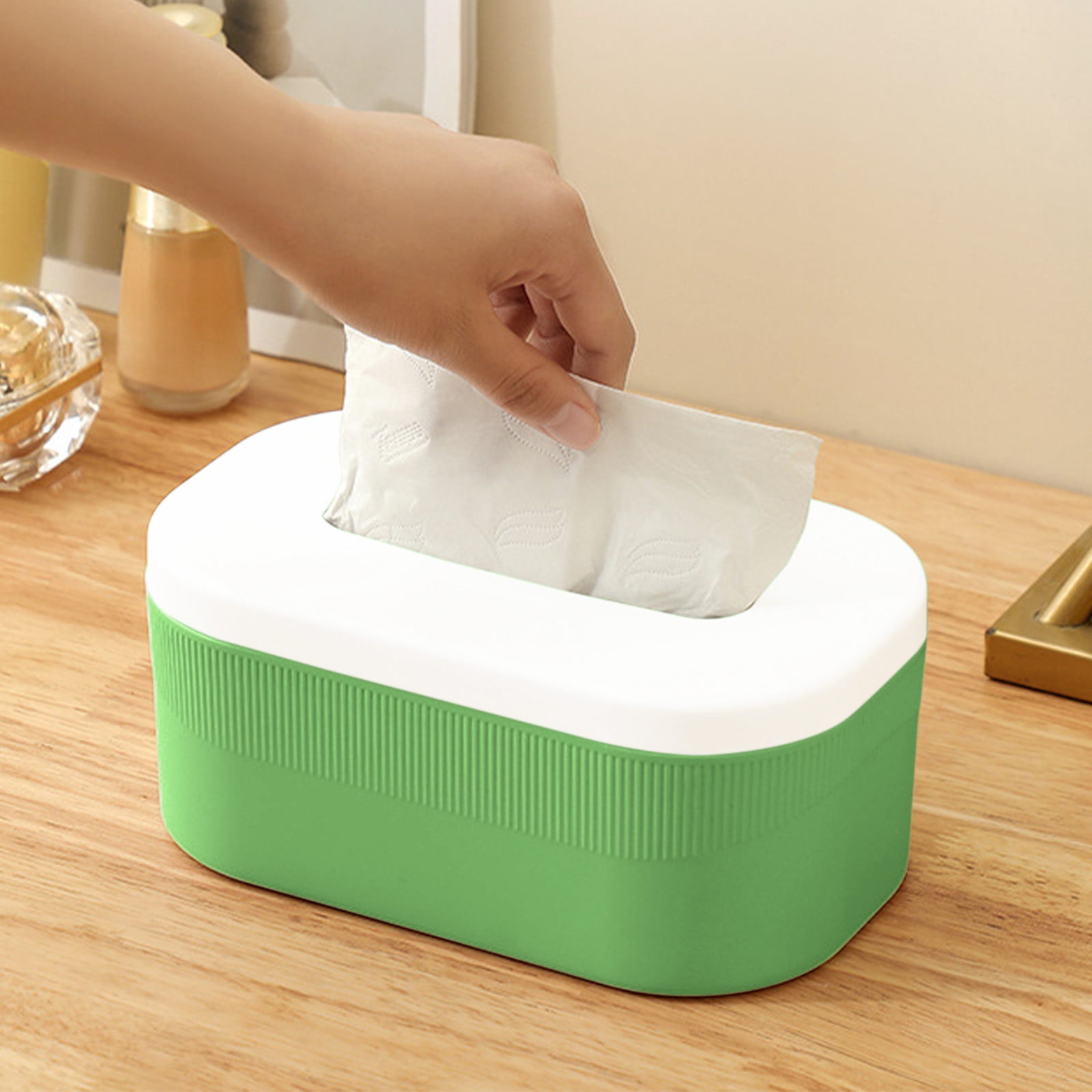 PALIFEUR Tissue Box Cover Rectangle, Extremely Austere Napkin Facial Tissue Holder, Convenience Kleenex Box Covers for Bathroom Toilet Bedroom Living Room Table Desk Office #1_Green - Image 6