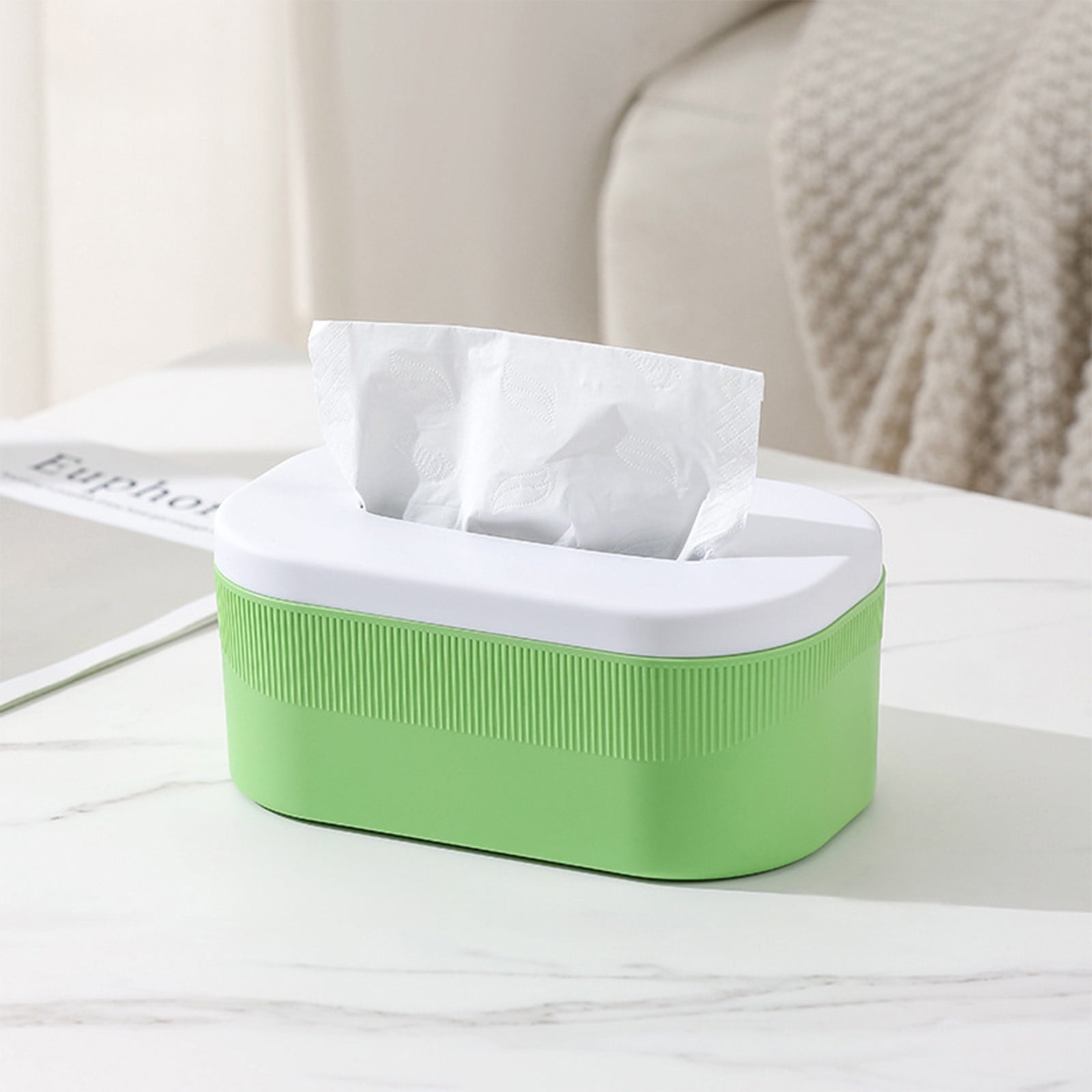 PALIFEUR Tissue Box Cover Rectangle, Extremely Austere Napkin Facial Tissue Holder, Convenience Kleenex Box Covers for Bathroom Toilet Bedroom Living Room Table Desk Office #1_Green - Image 7