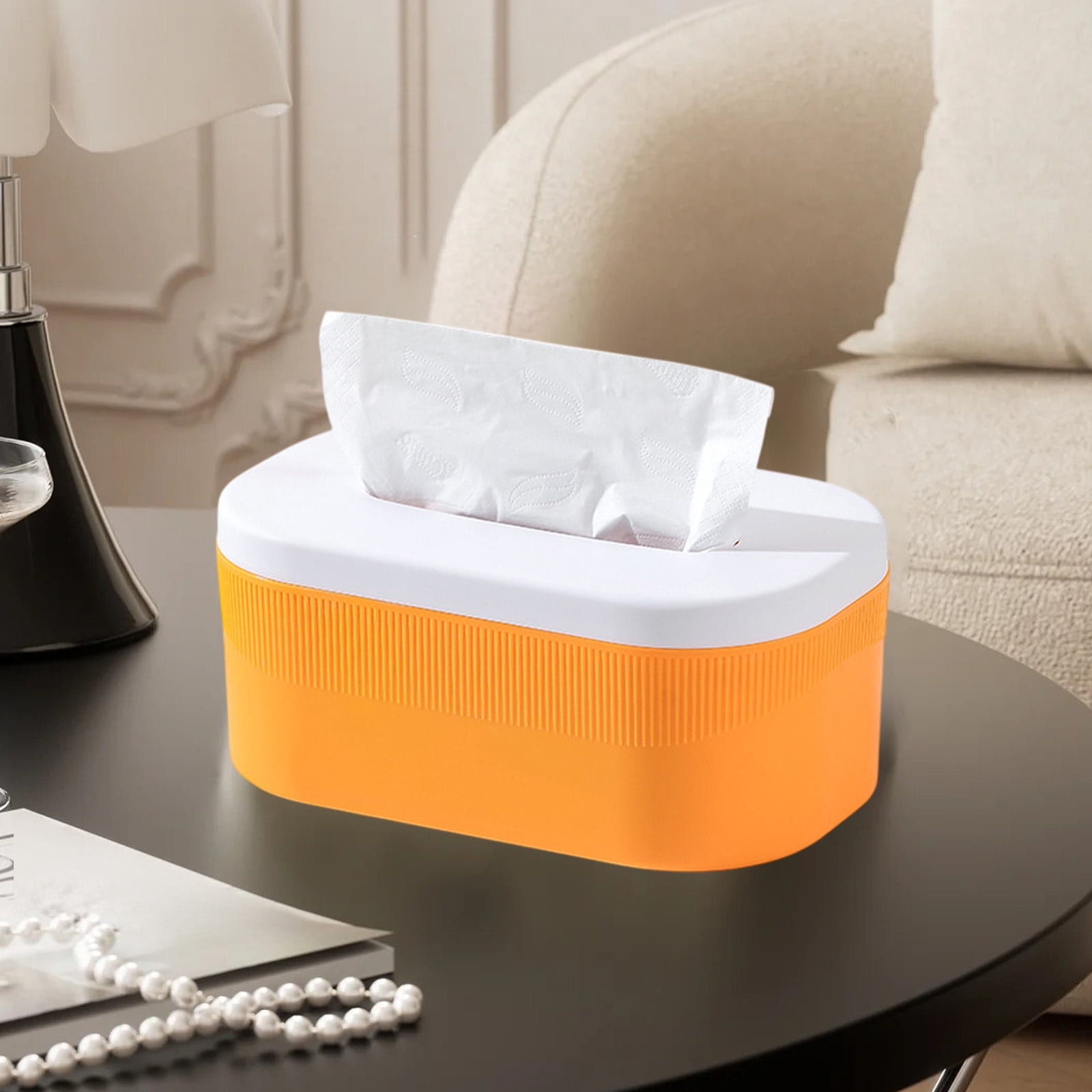 PALIFEUR Tissue Box Cover Rectangle, Extremely Austere Napkin Facial Tissue Holder, Convenience Kleenex Box Covers for Bathroom Toilet Bedroom Living Room Table Desk Office #1_Orange - Image 2