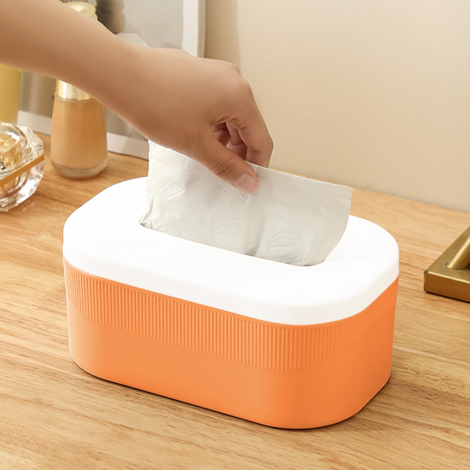 PALIFEUR Tissue Box Cover Rectangle, Extremely Austere Napkin Facial Tissue Holder, Convenience Kleenex Box Covers for Bathroom Toilet Bedroom Living Room Table Desk Office #1_Orange - Image 5