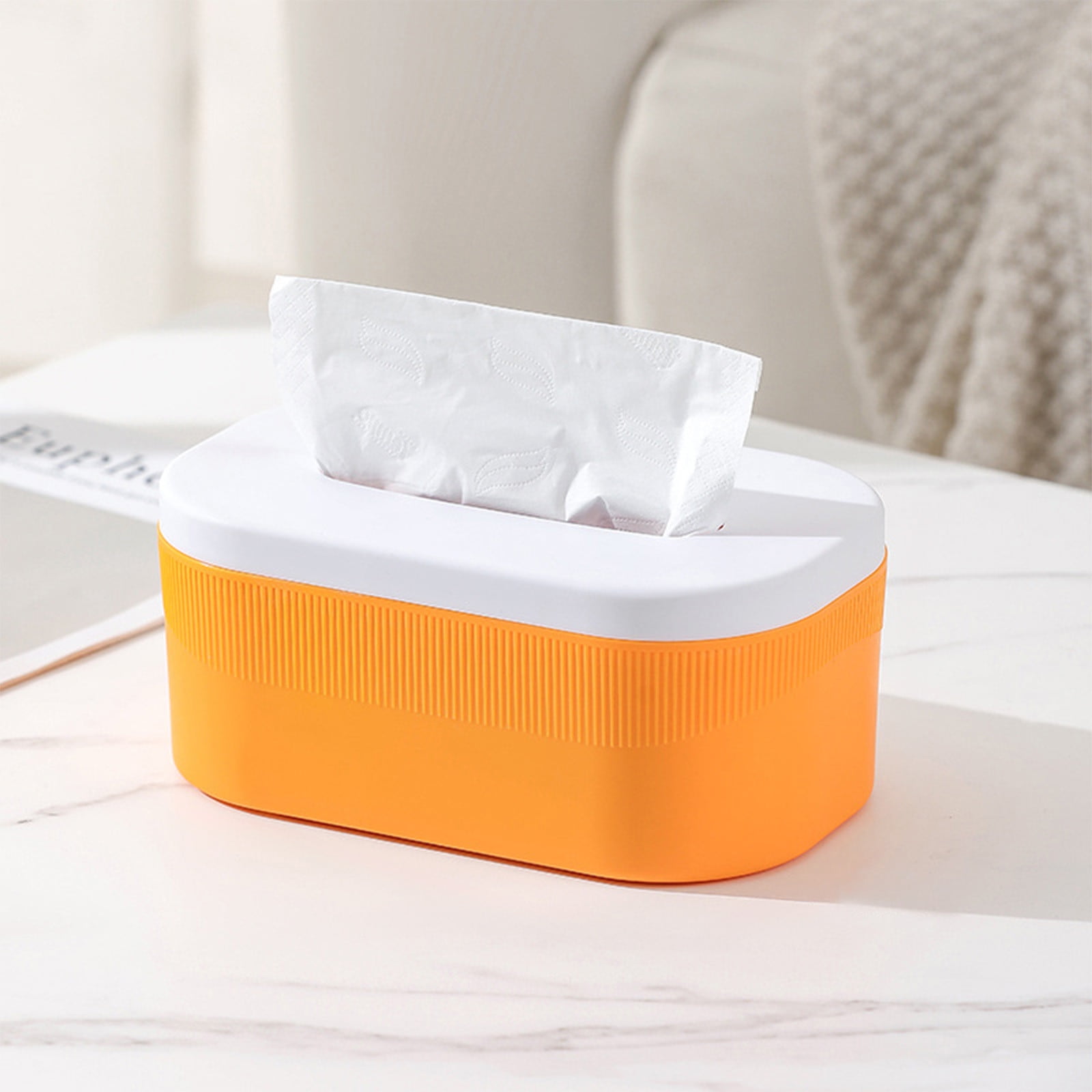 PALIFEUR Tissue Box Cover Rectangle, Extremely Austere Napkin Facial Tissue Holder, Convenience Kleenex Box Covers for Bathroom Toilet Bedroom Living Room Table Desk Office #1_Orange - Image 6