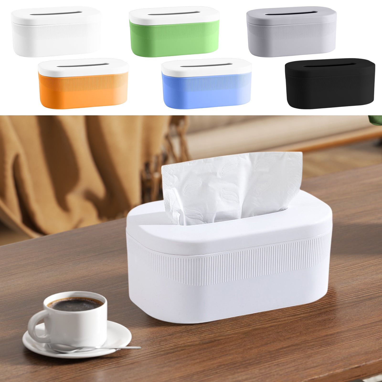 PALIFEUR Tissue Box Cover Rectangle, Extremely Austere Napkin Facial Tissue Holder, Convenience Kleenex Box Covers for Bathroom Toilet Bedroom Living Room Table Desk Office #1_White - Image 1