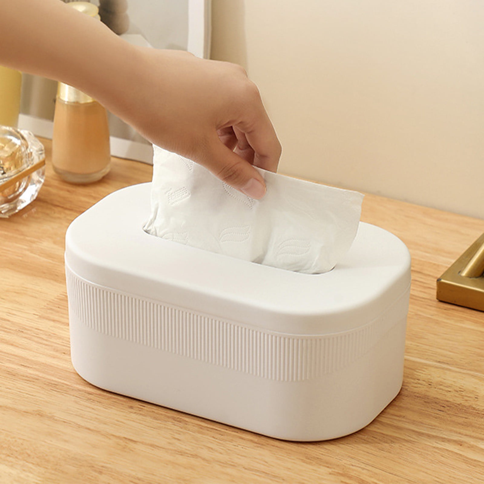 PALIFEUR Tissue Box Cover Rectangle, Extremely Austere Napkin Facial Tissue Holder, Convenience Kleenex Box Covers for Bathroom Toilet Bedroom Living Room Table Desk Office #1_White - Image 2