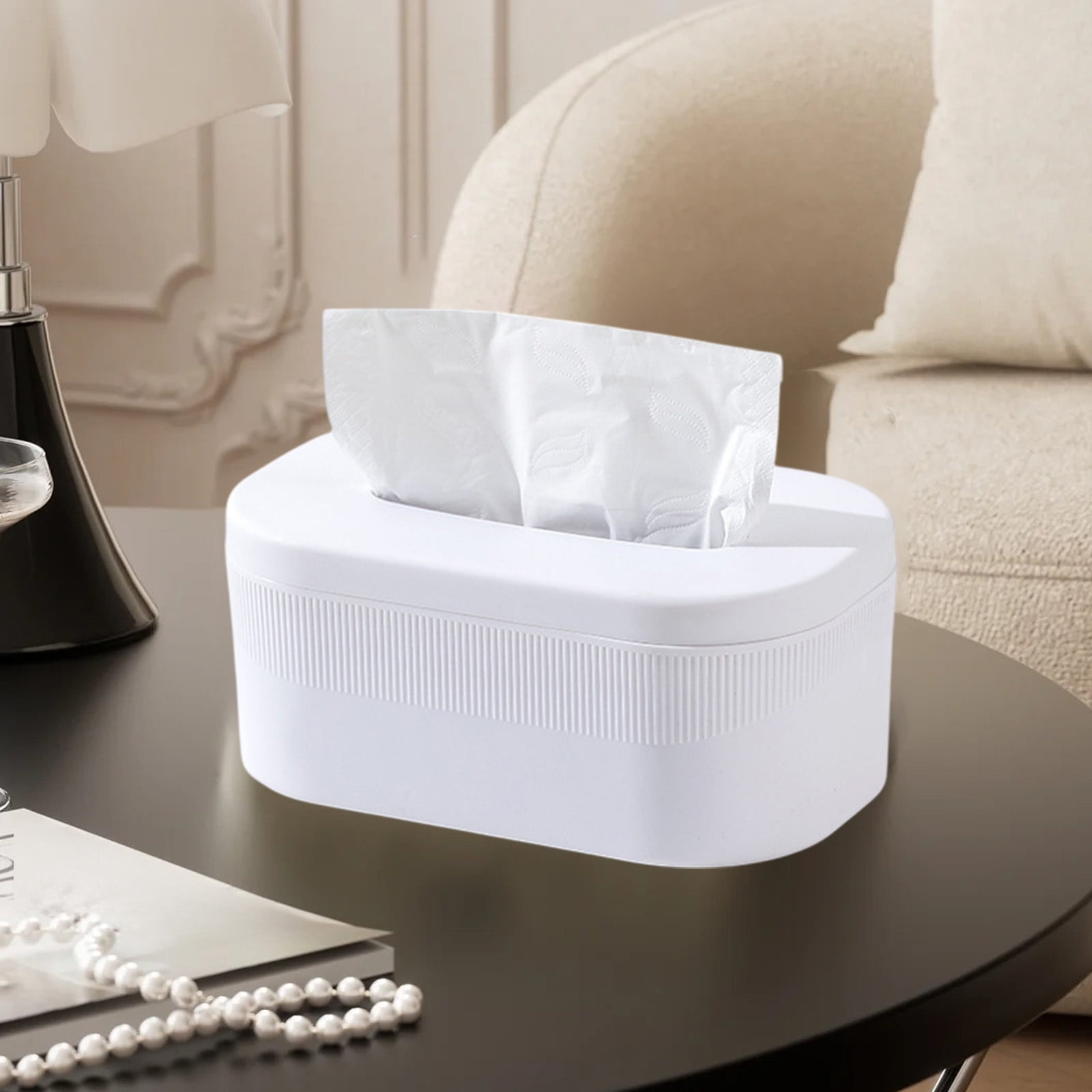 PALIFEUR Tissue Box Cover Rectangle, Extremely Austere Napkin Facial Tissue Holder, Convenience Kleenex Box Covers for Bathroom Toilet Bedroom Living Room Table Desk Office #1_White - Image 6