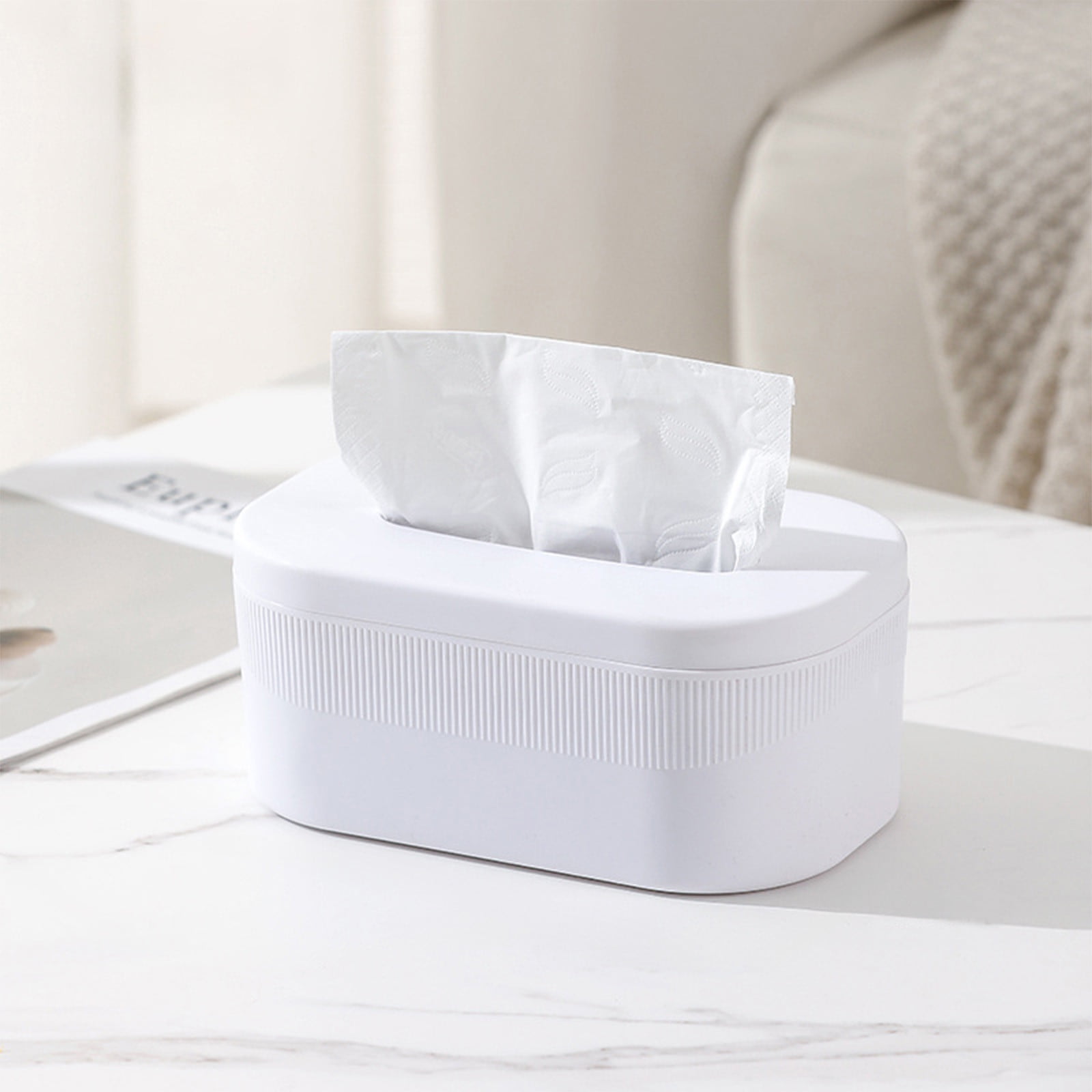 PALIFEUR Tissue Box Cover Rectangle, Extremely Austere Napkin Facial Tissue Holder, Convenience Kleenex Box Covers for Bathroom Toilet Bedroom Living Room Table Desk Office #1_White - Image 7