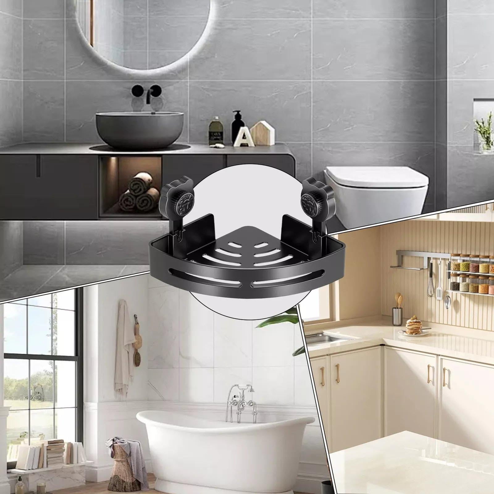 Clearance! PALIFEUR Corner Shower Caddy, Plastic Shower Organizer Corner with 2 Pcs Suction Cup, No Drilling Corner Shower Shelves for Bathroom Kitchen A - Image 4